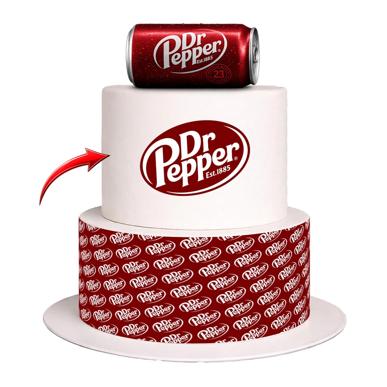 Dr Pepper Edible Cake Side Image Wrap – Drink Fans Drpepper– Cake - Personalized Edible Cake Topper | Custom Icing Sheet | Birthday Cake Decoration