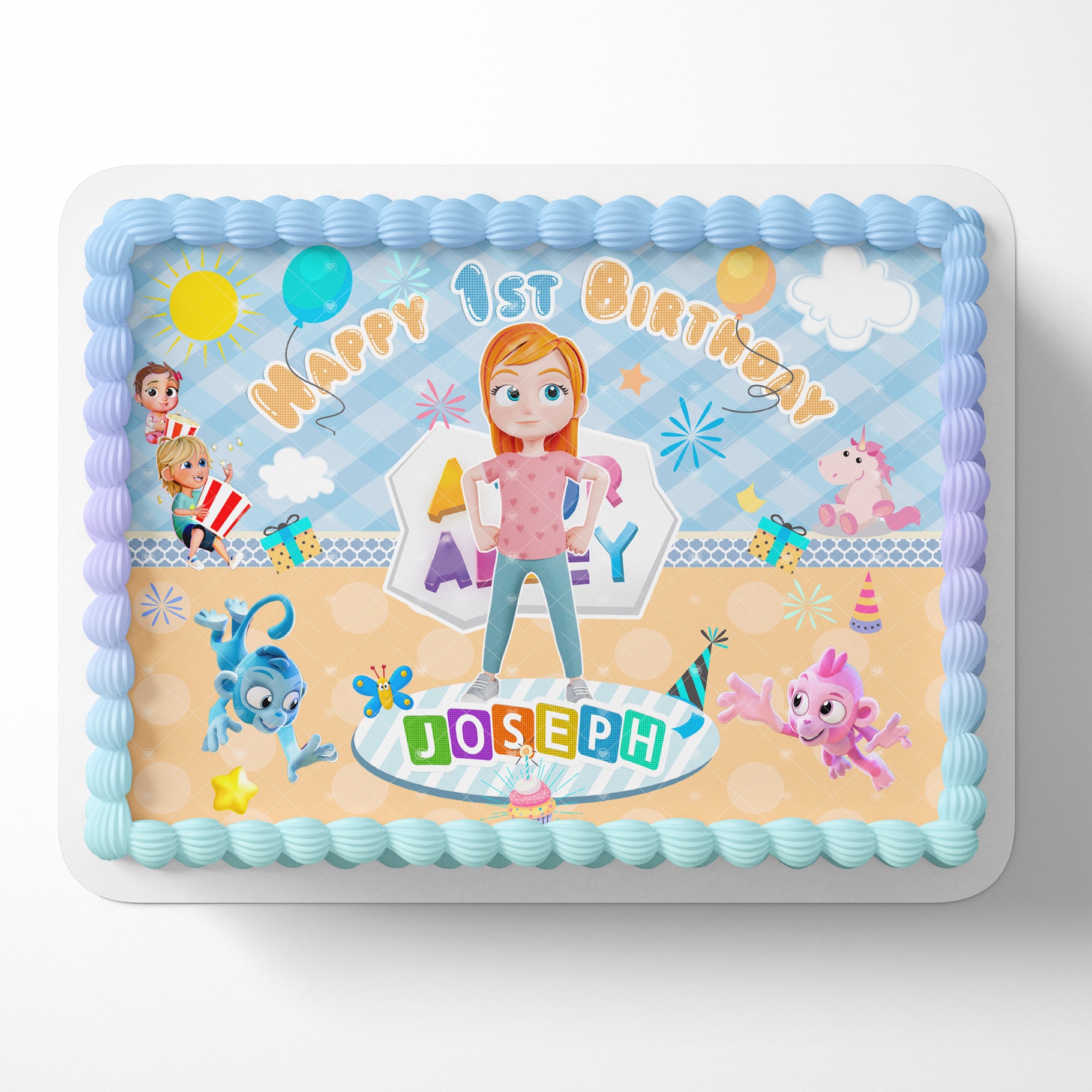A For Adley Youtuber Kids – Icing Sheet - Personalized Edible Cake Topper | Custom Icing Sheet | Birthday Cake Decoration | Photo Cake Image