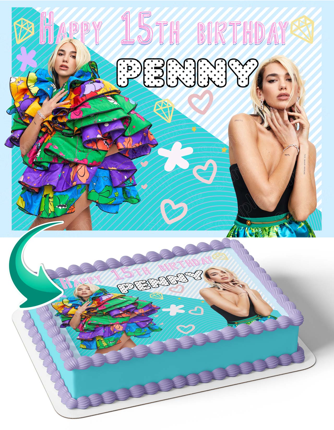 Dua Lipa Edible Cake Topper