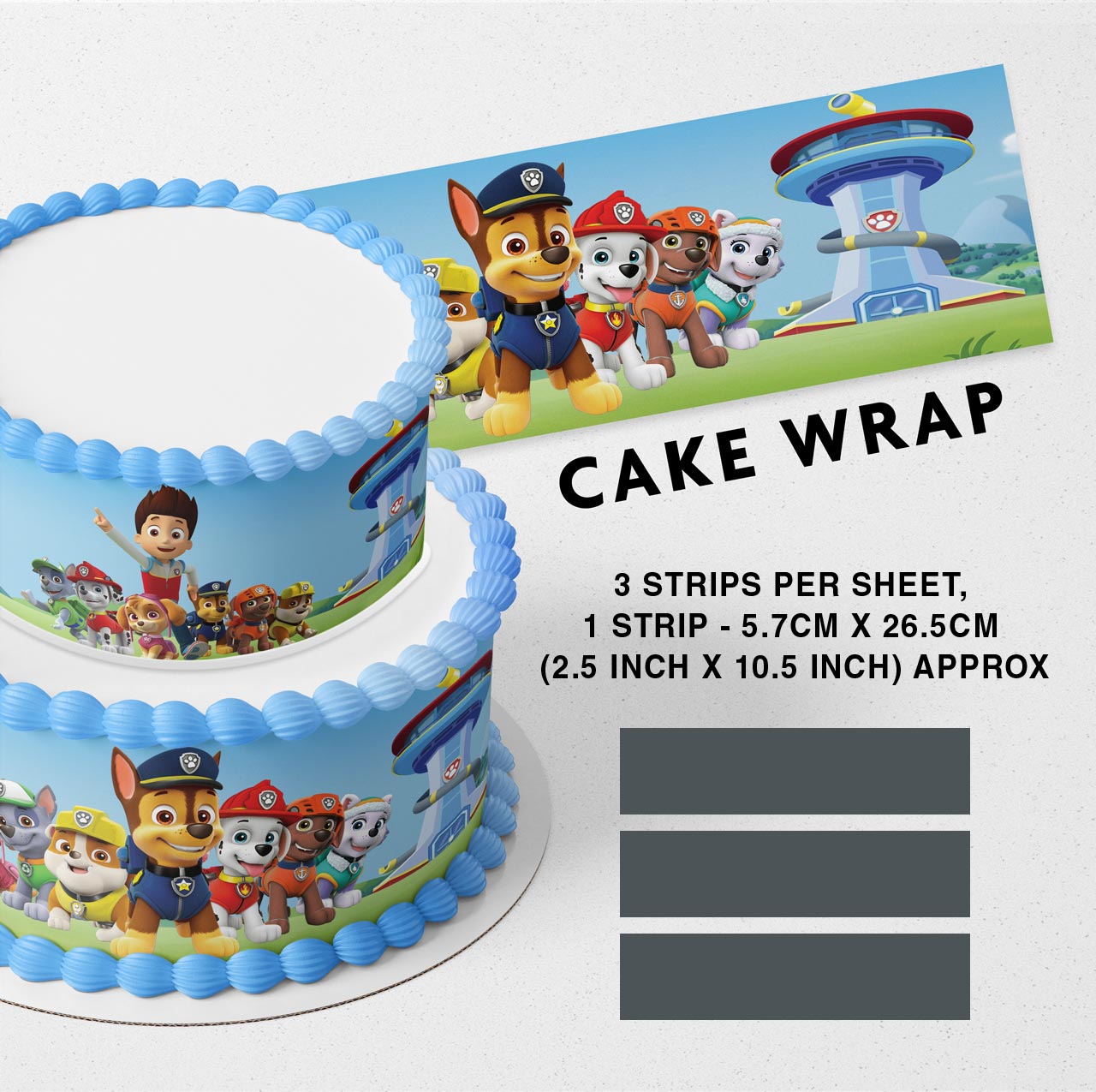 Puppies PatrolPuppies Heroes Strips Edible Icing Printed Cake Wrap Strips Topper Ribbon Border image 0