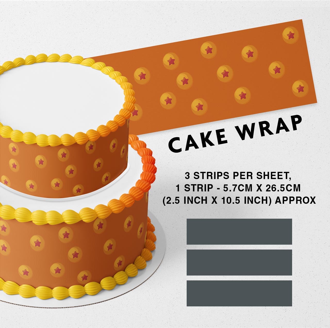 Dragon Figthers Pattern Goku Strips Edible Icing Printed Cake Wrap Strips Topper Ribbon Border image 0