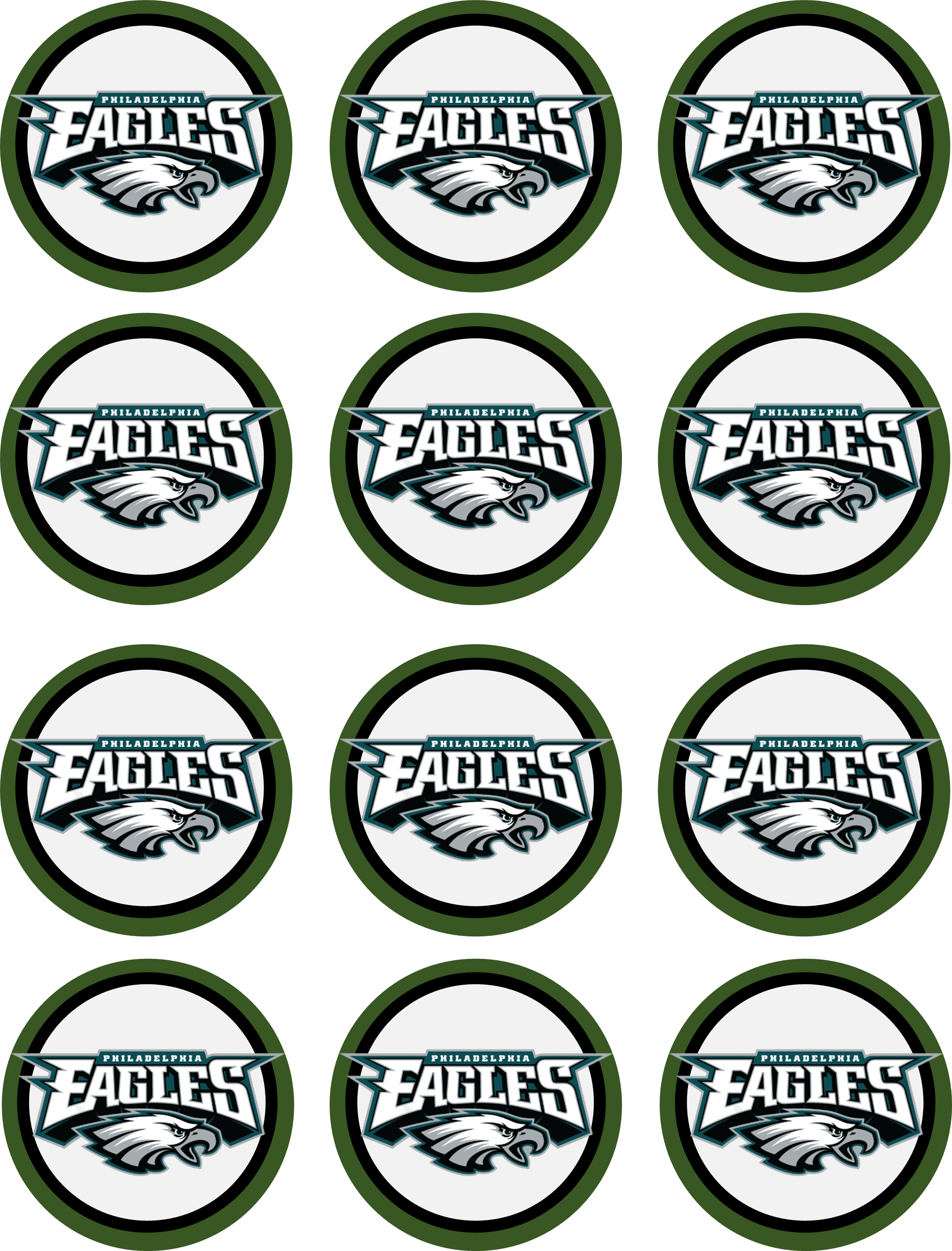 Eagles Superbowl Edible Cupcake Toppers – Round Icing Sheet Birth - Edible Cake Topper | Icing Sheet | Birthday Cake Decoration
