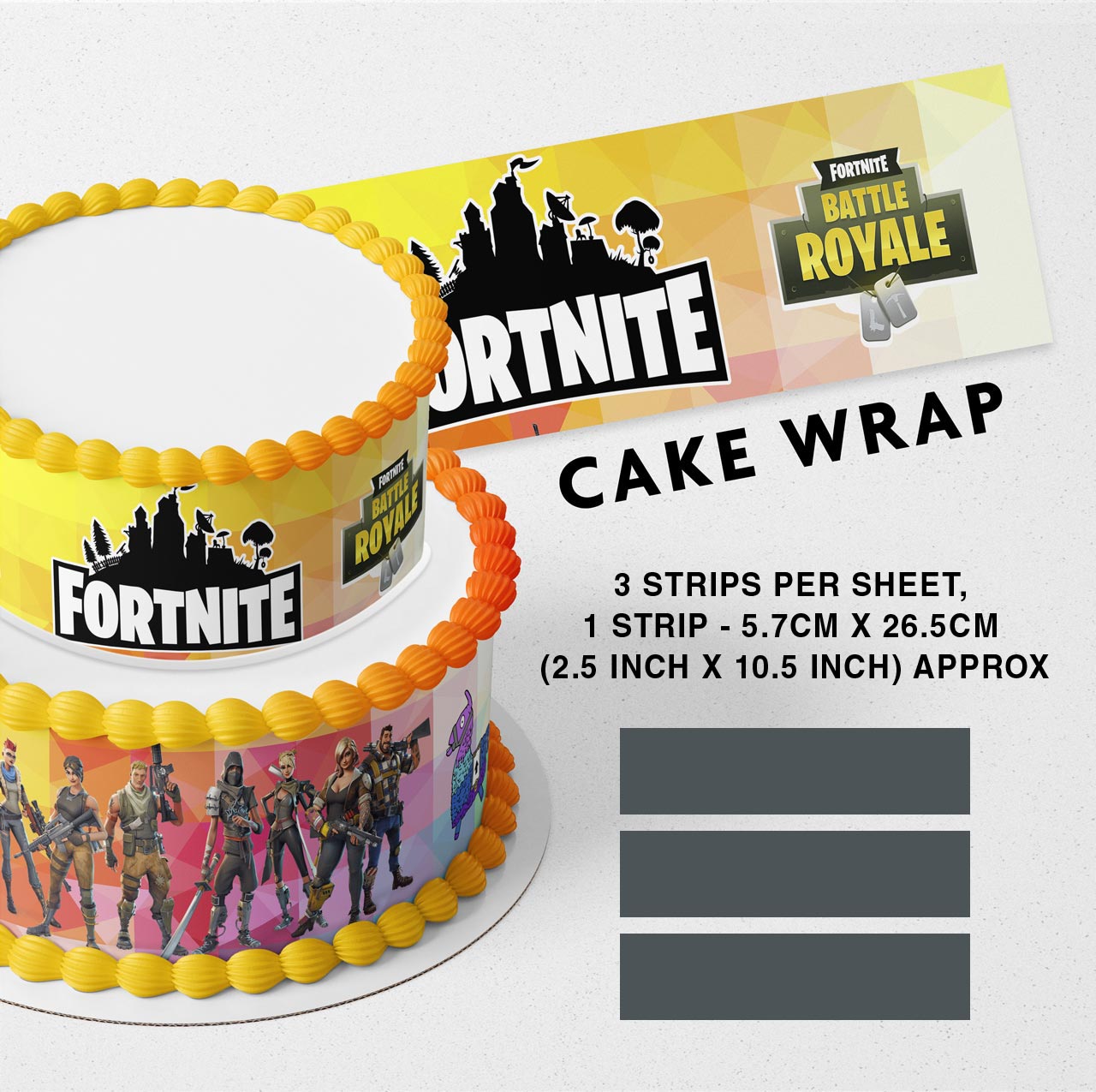 Fort Battle NiteRoyal Battle Gamers Strips Edible Icing Printed Cake Wrap Strips Topper Ribbon Border image 0