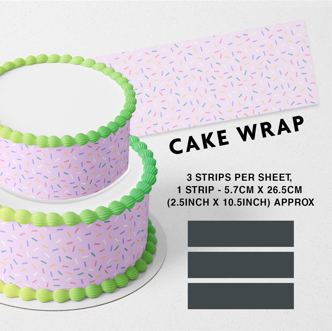 Pink Cake Sprinkles Edible Icing Printed Cake Wrap Strips Topper Ribbon Border image 0