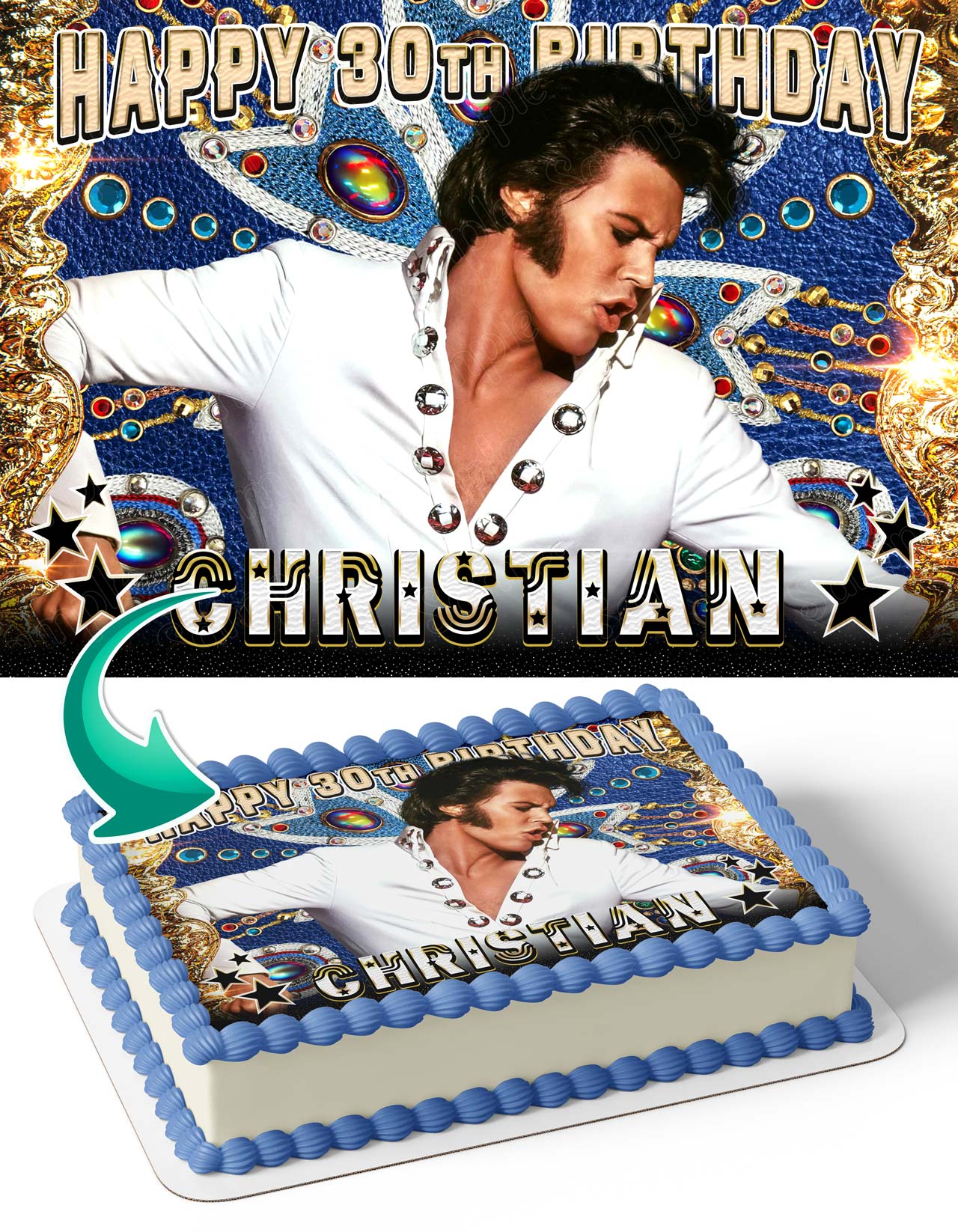 ELVIS Themed Edible Cake Topper