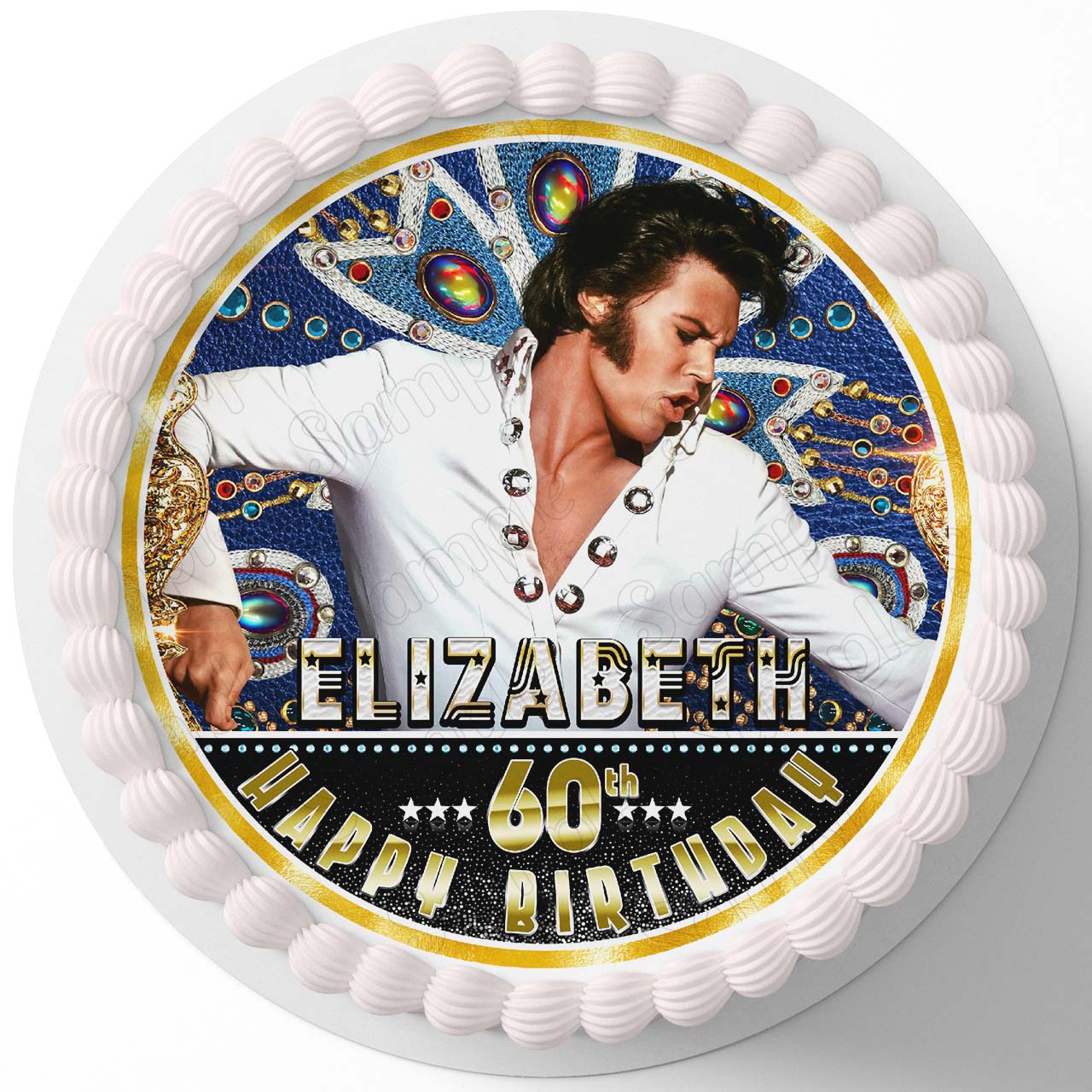 Elvis Movie Singer King Round – Icing Sheet Birthday - Personalized Edible Cake Topper | Custom Icing Sheet | Birthday Cake Decoration