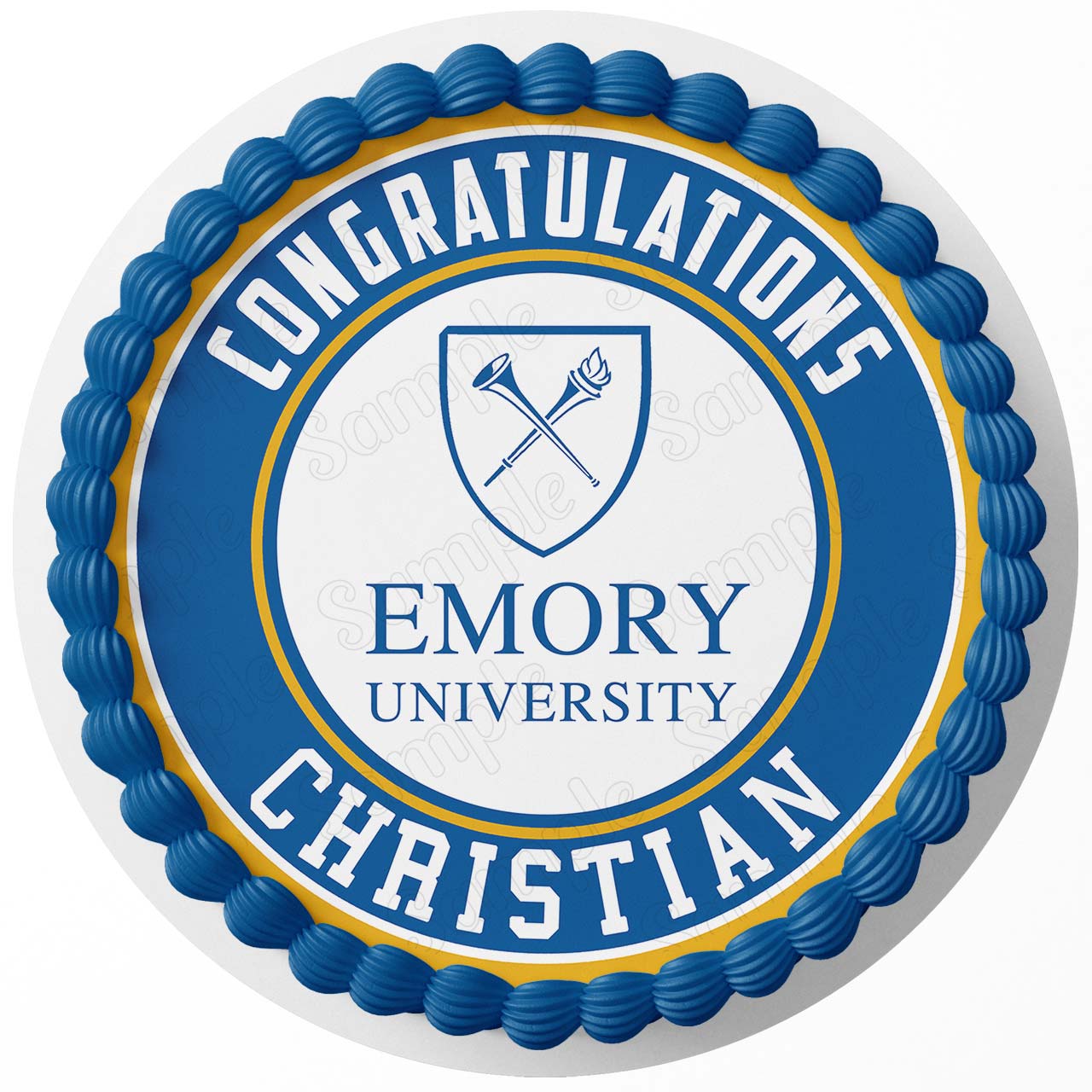 Emory University Round – Icing Sheet Birthday - Personalized Edible Cake Topper | Custom Icing Sheet | Birthday Cake Decoration | Photo Cake Image