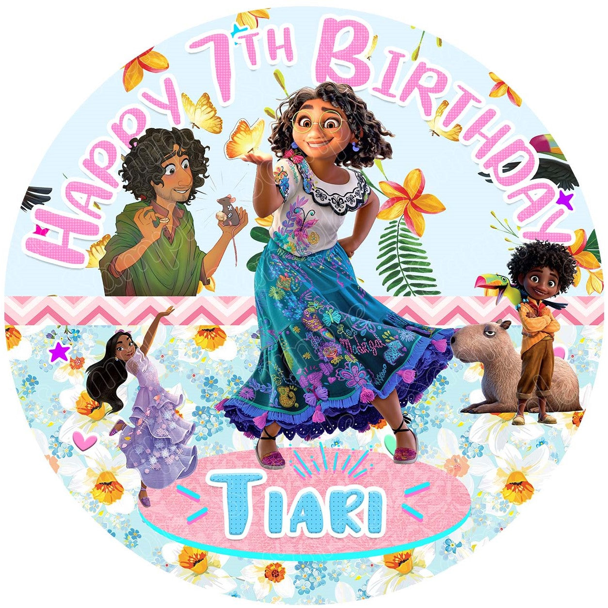 Encanto Girls Cute Family HRT Round – Icing Sheet Birthday - Personalized Edible Cake Topper | Custom Icing Sheet | Birthday Cake Decoration