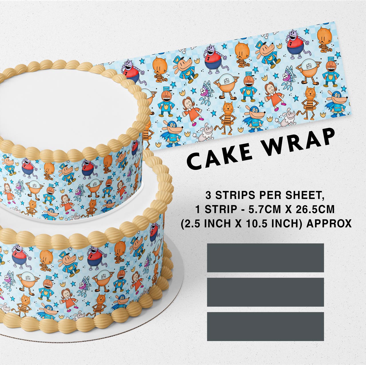 Dog Boy Kids ManStrips Edible Icing Printed Cake Wrap Strips Topper Ribbon Border image 0