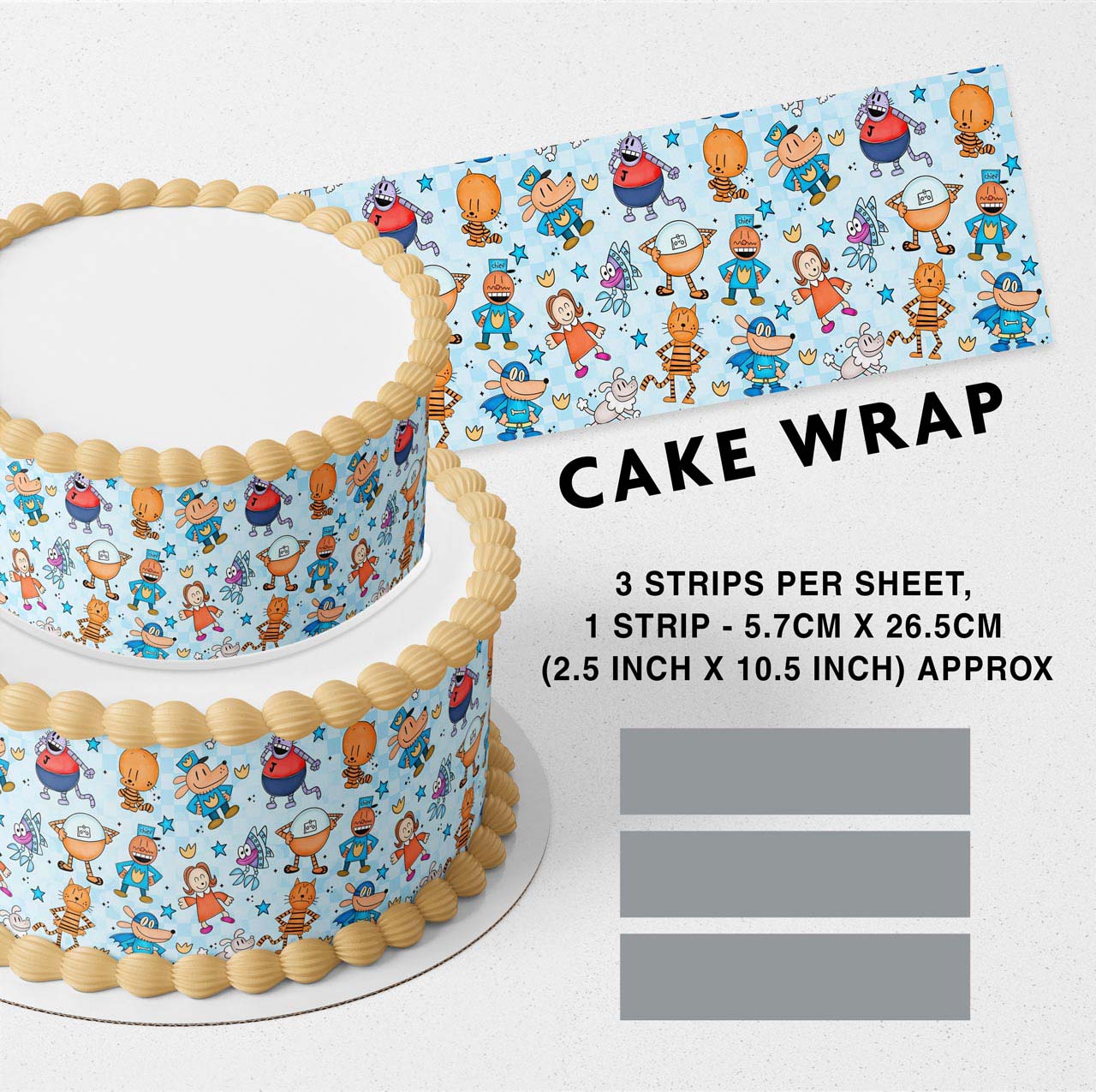 Dog Boy Kids Man Edible Icing Printed Cake Wrap Strips Topper Ribbon Border image 0