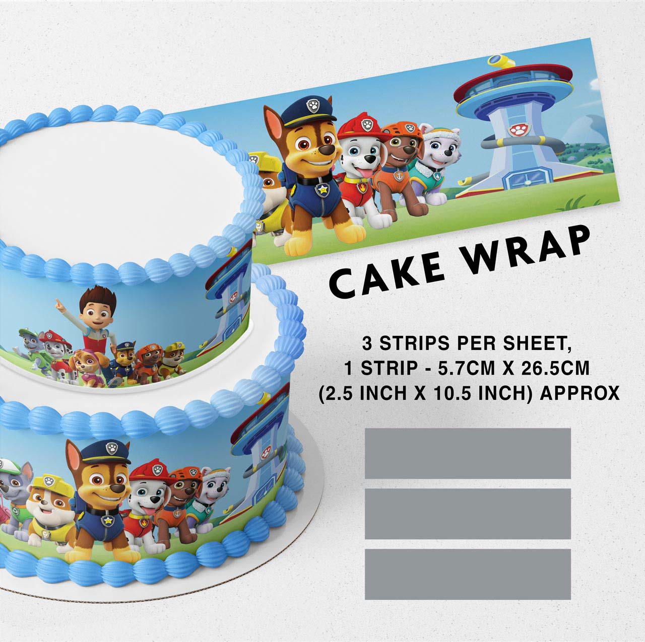 Paw Puppies Heroes Edible Icing Printed Cake Wrap Strips Topper Ribbon Border image 0