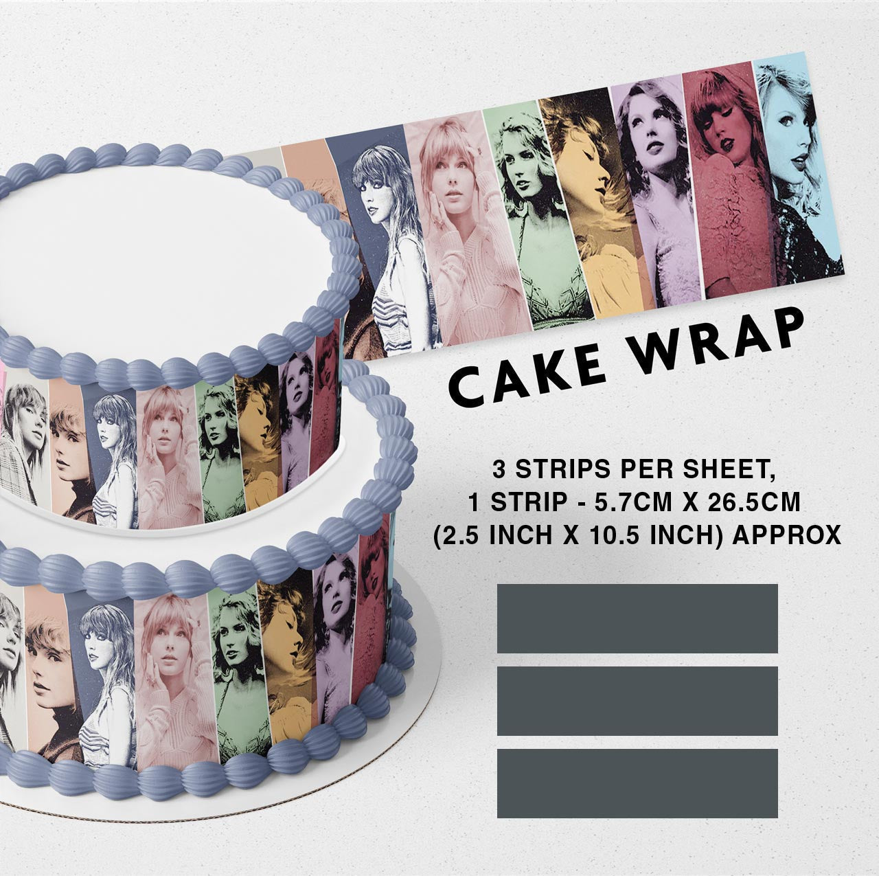 Tailor Swit Album Era Strips Edible Icing Printed Cake Wrap Strips Topper Ribbon Border image 0