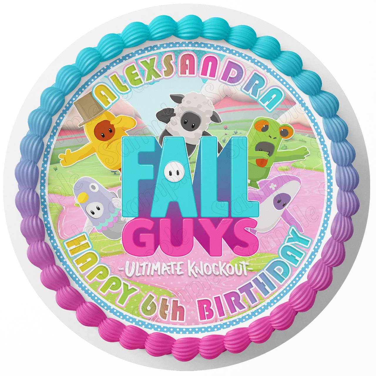 Fall Kids Guys Gamers Fun Round – Icing Sheet Birthday - Personalized Edible Cake Topper | Custom Icing Sheet | Birthday Cake Decoration