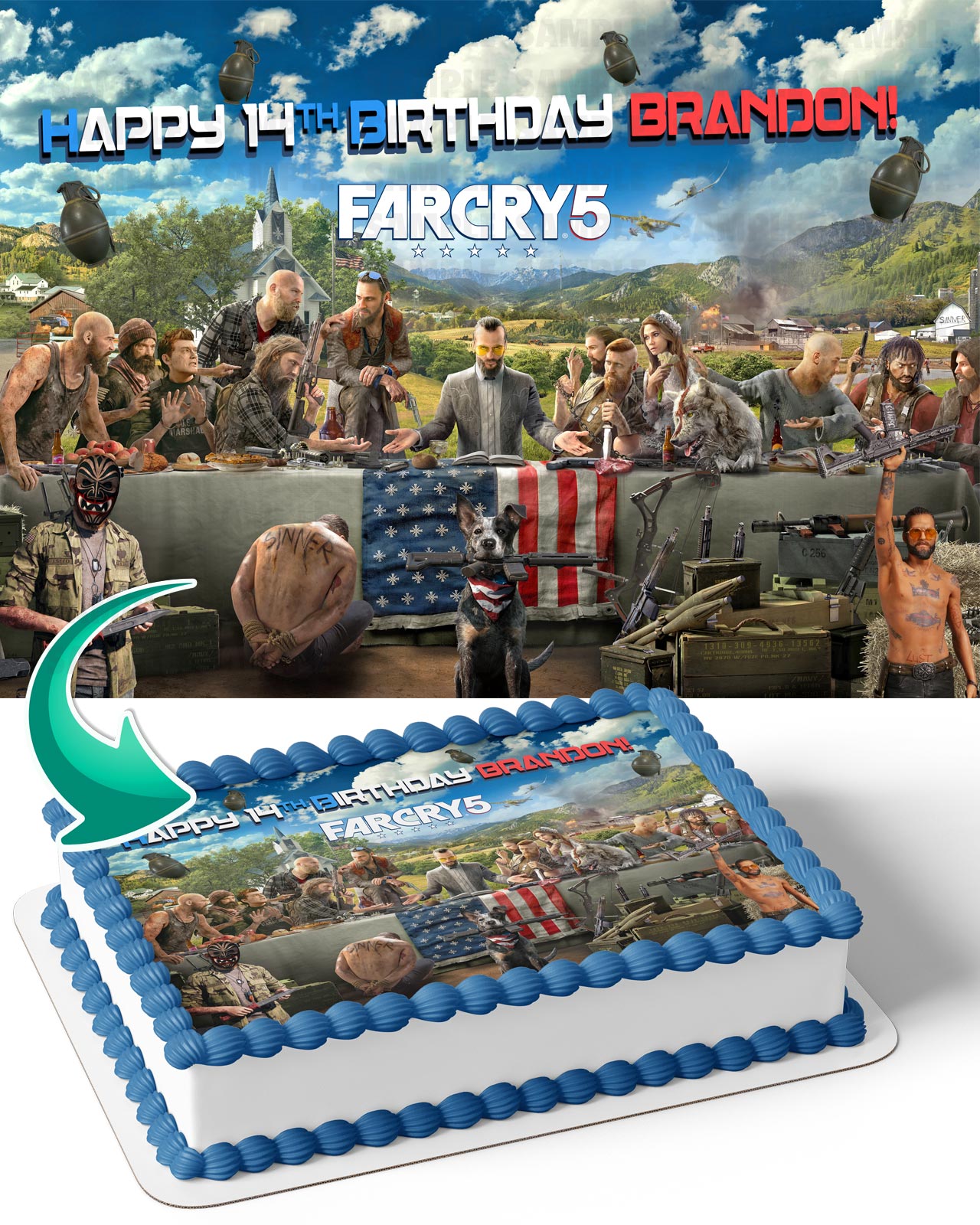Far Cry 5 Edible Cake Topper