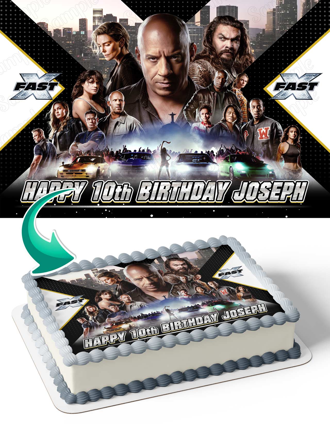 FastFurious Fast X Vin Diesel Dominic Toretto Edible Cake Topper