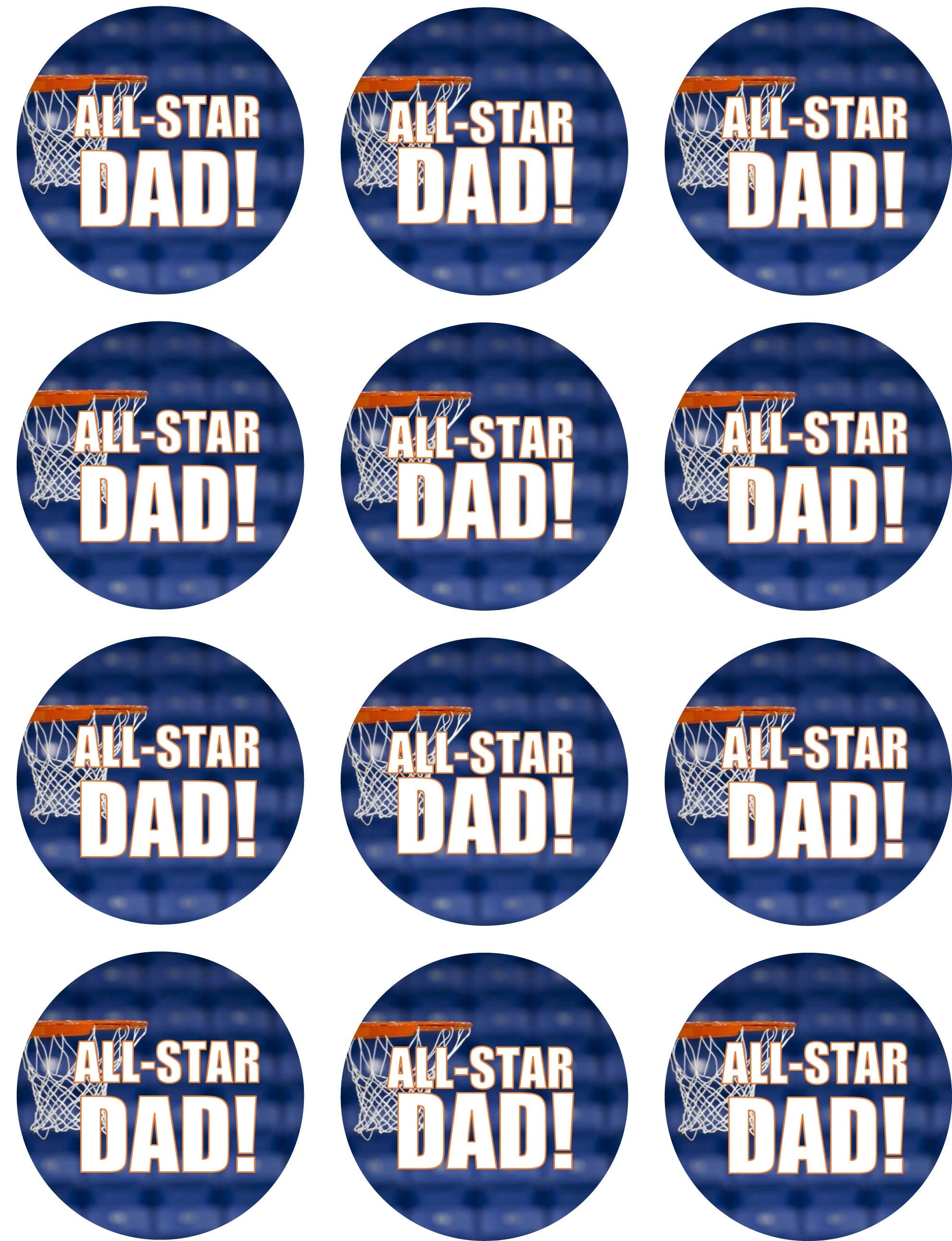 Fathers Day Basketball Edible Cupcake Toppers – Round Icing Sheet - Edible Cake Topper | Icing Sheet | Birthday Cake Decoration