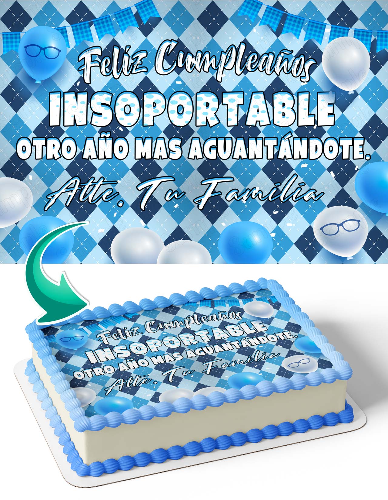 Feliz Cumpleanos Insoportable Papa Edible Cake Topper