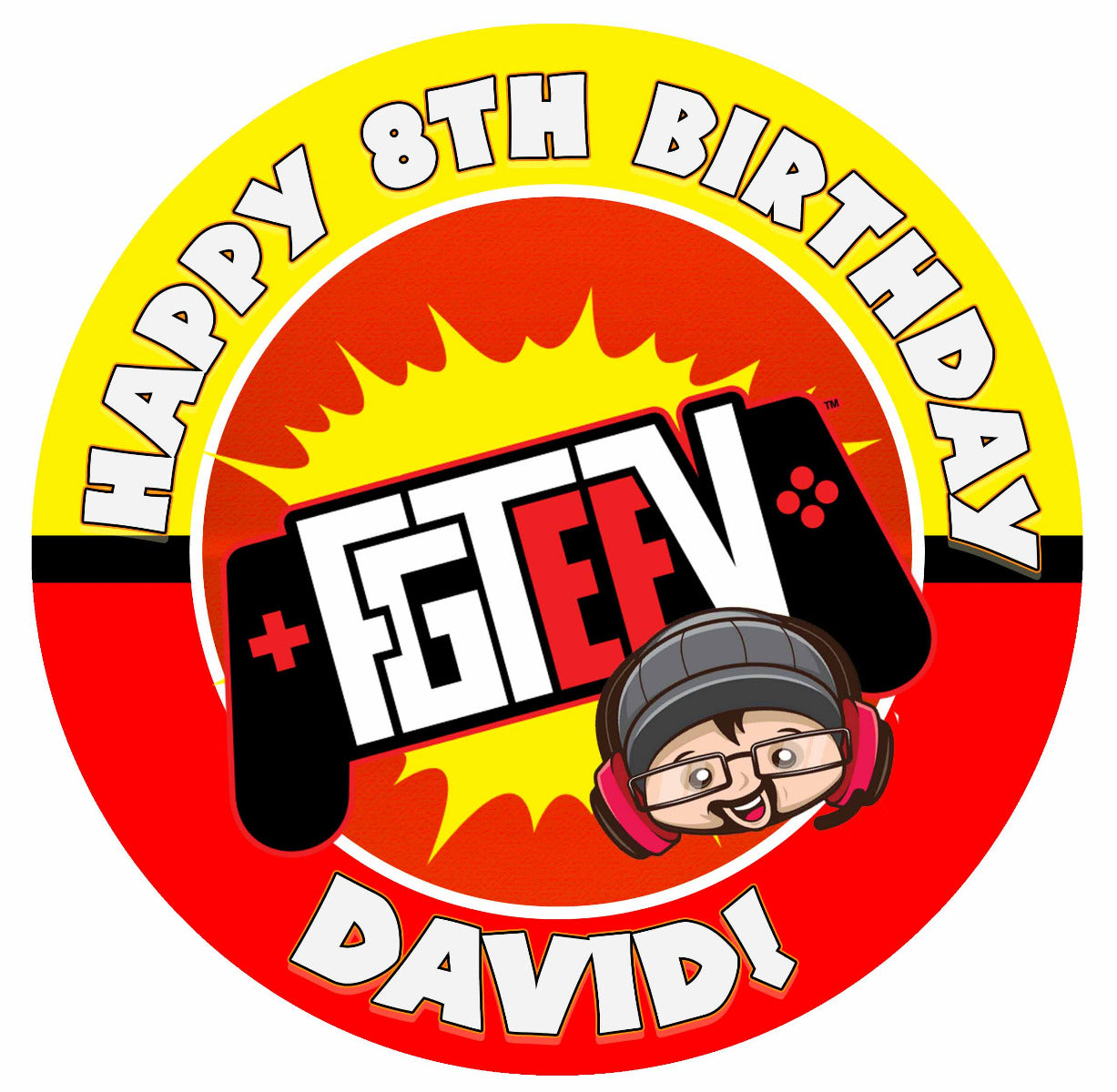 FGTeeV Game Round – Icing Sheet Birthday - Personalized Edible Cake Topper | Custom Icing Sheet | Birthday Cake Decoration | Photo Cake Image