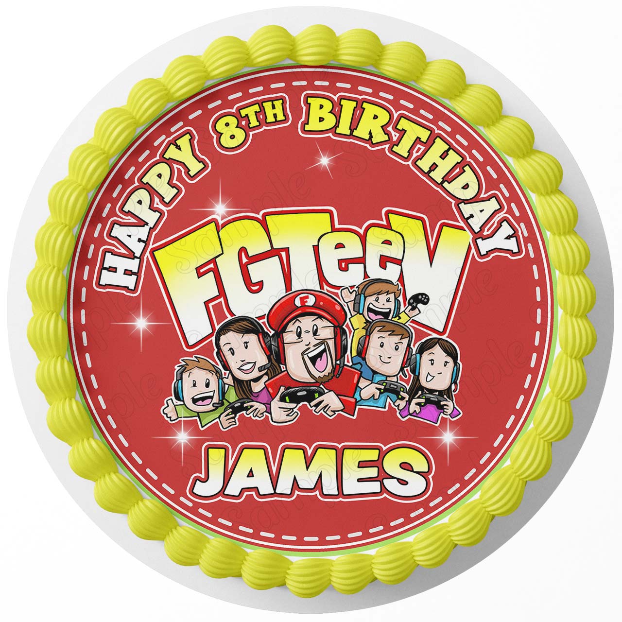 FGT Gaming Gamer Round – Icing Sheet Birthday - Personalized Edible Cake Topper | Custom Icing Sheet | Birthday Cake Decoration | Photo Cake Image