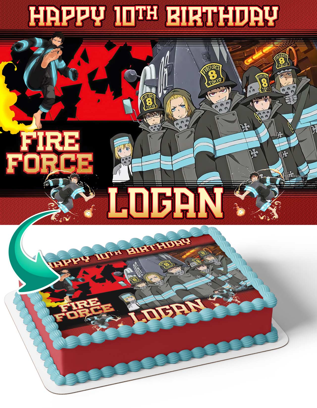Fire Force Edible Cake Topper