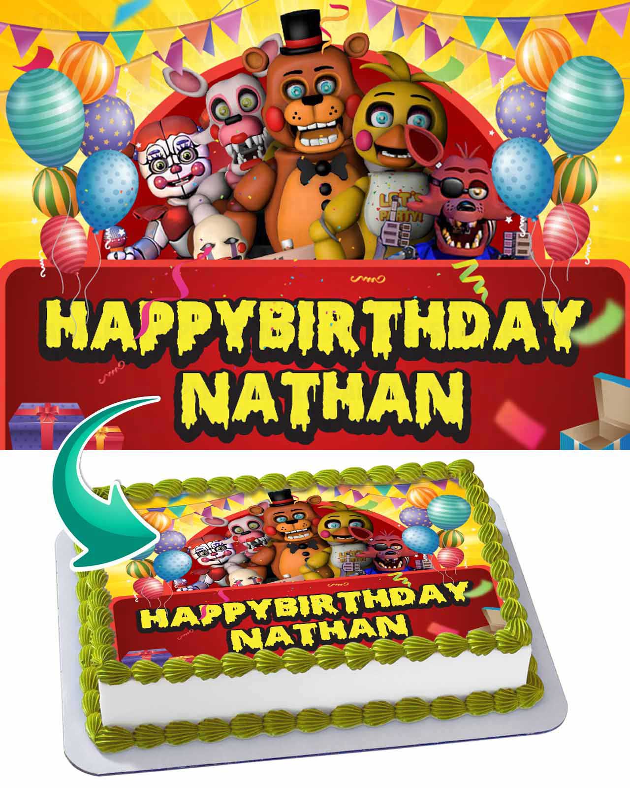 Five Nights at Freddy FNAF Edible Cake Topper
