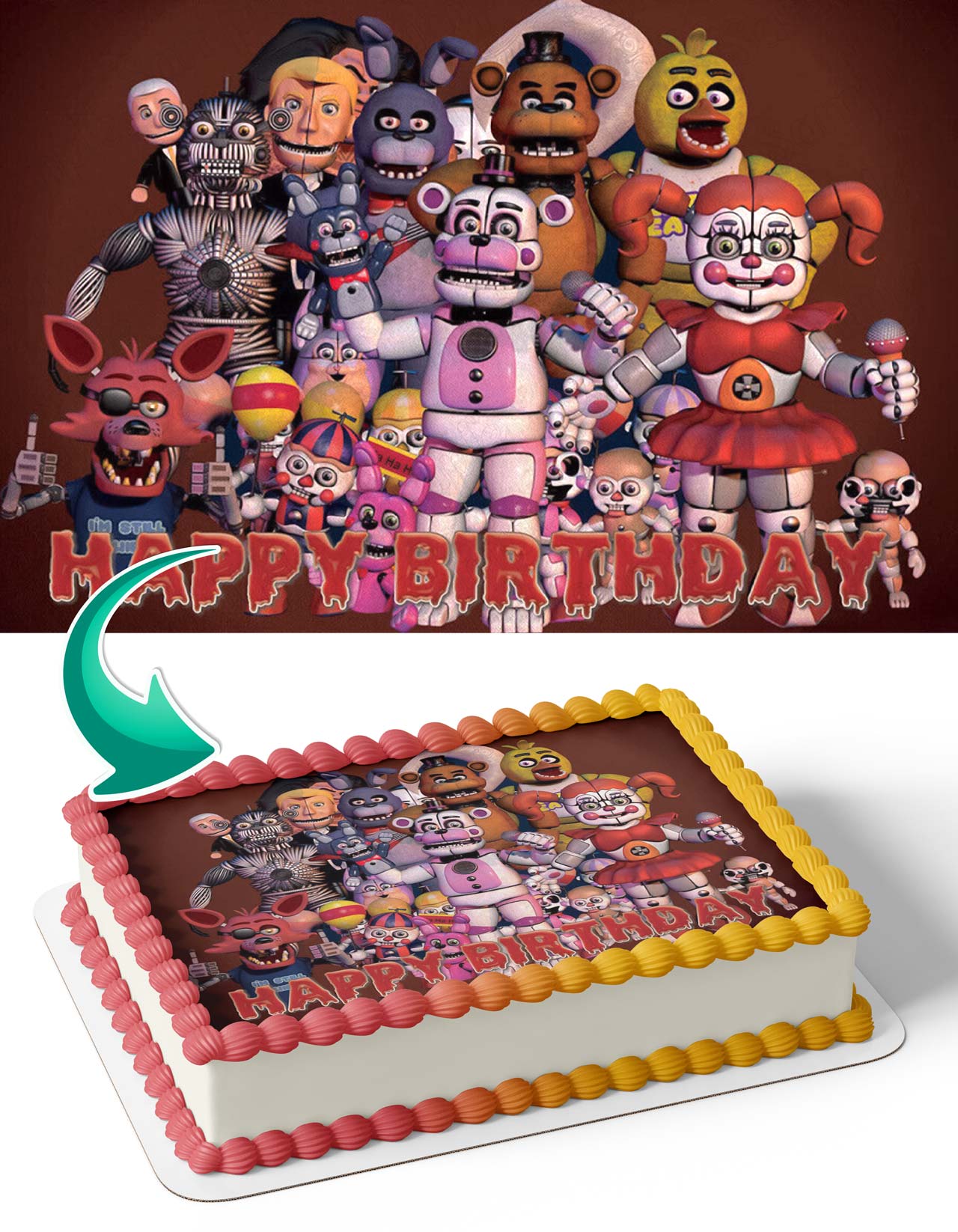 Five Nights at Freddys FNaF Edible Cake Topper