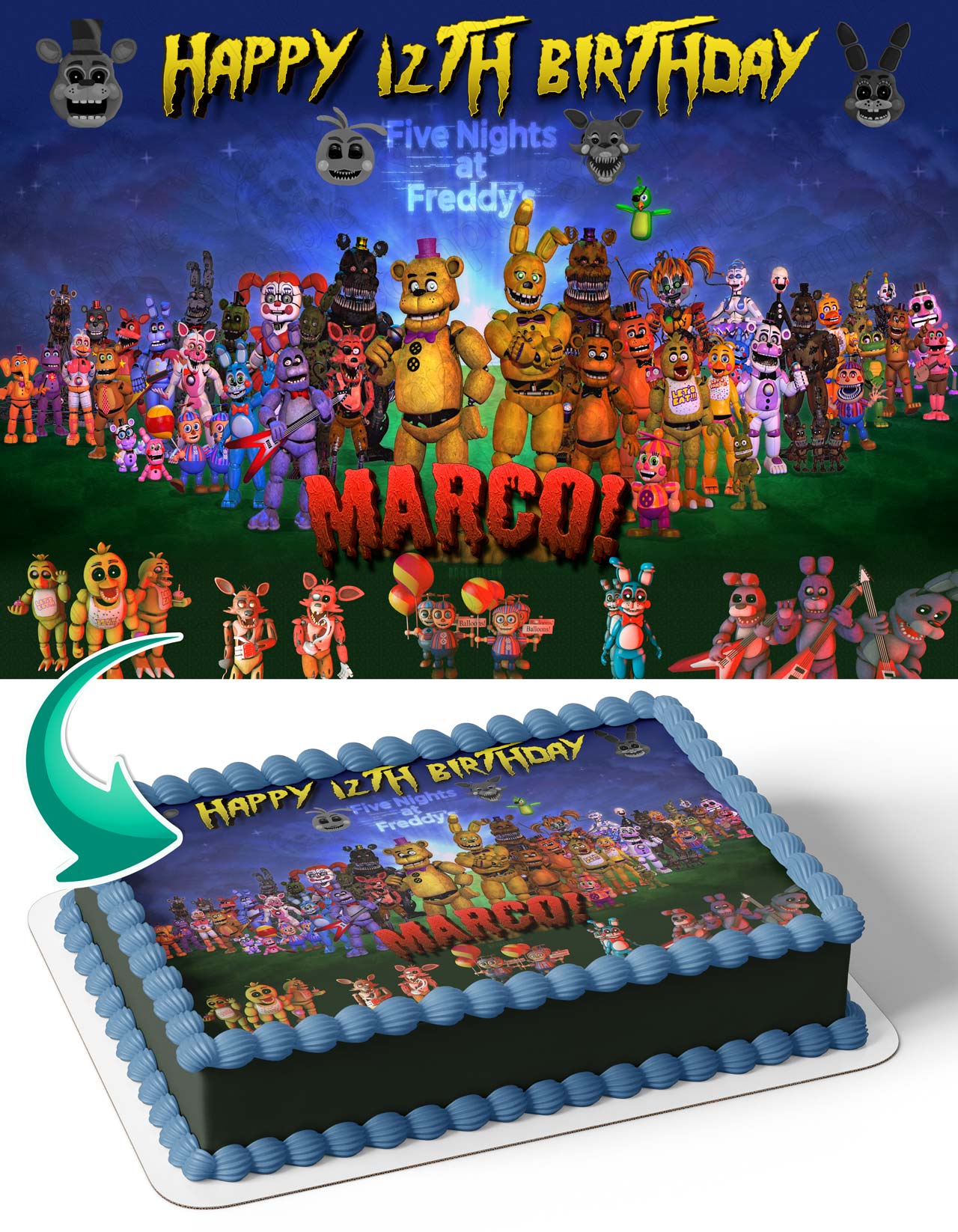 Five Nigth At Freddys FNAF Deco Edible Cake Topper