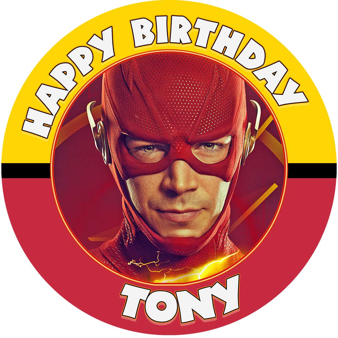 Flash Super Heroe Kids Round – Icing Sheet Birthday - Personalized Edible Cake Topper | Custom Icing Sheet | Birthday Cake Decoration