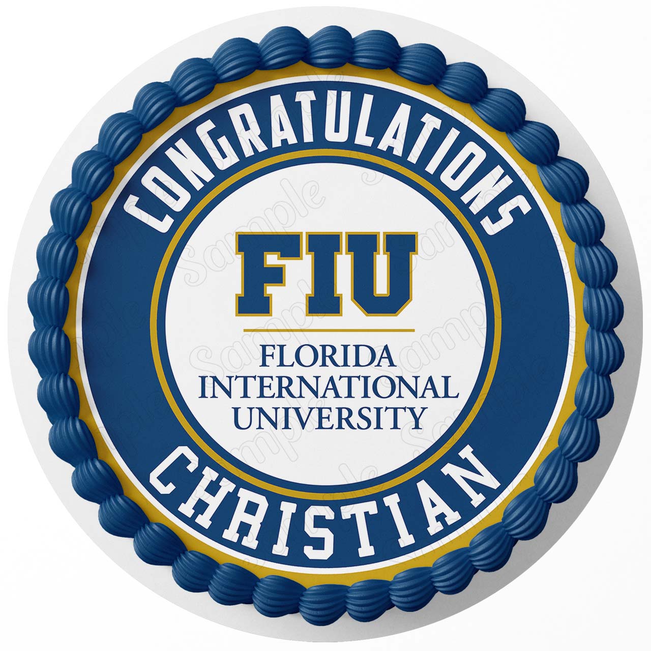 Florida International University FIU Round – Icing Sheet Birthday - Personalized Edible Cake Topper | Custom Icing Sheet | Birthday Cake Decoration