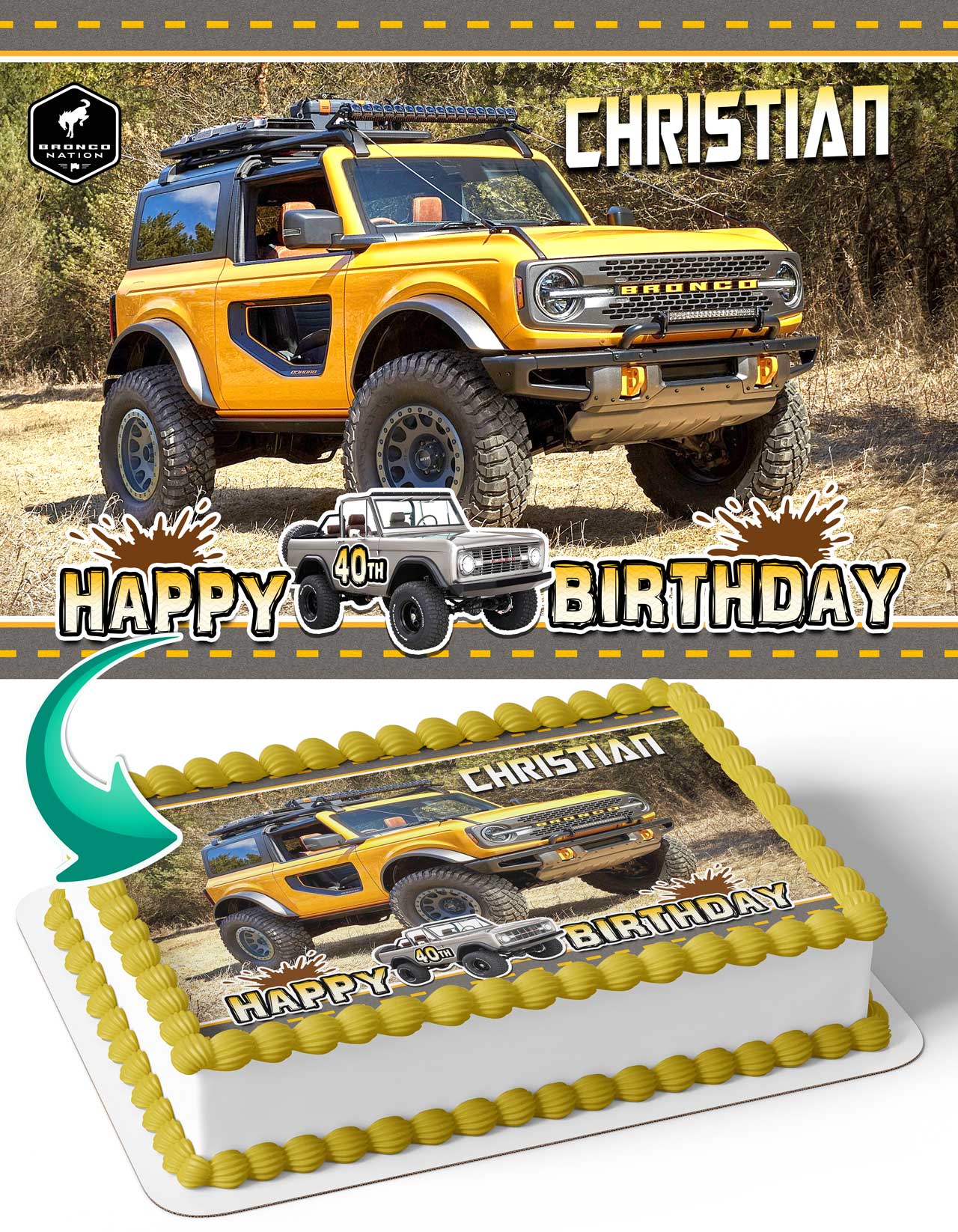 Ford Bronco Edible Cake Topper