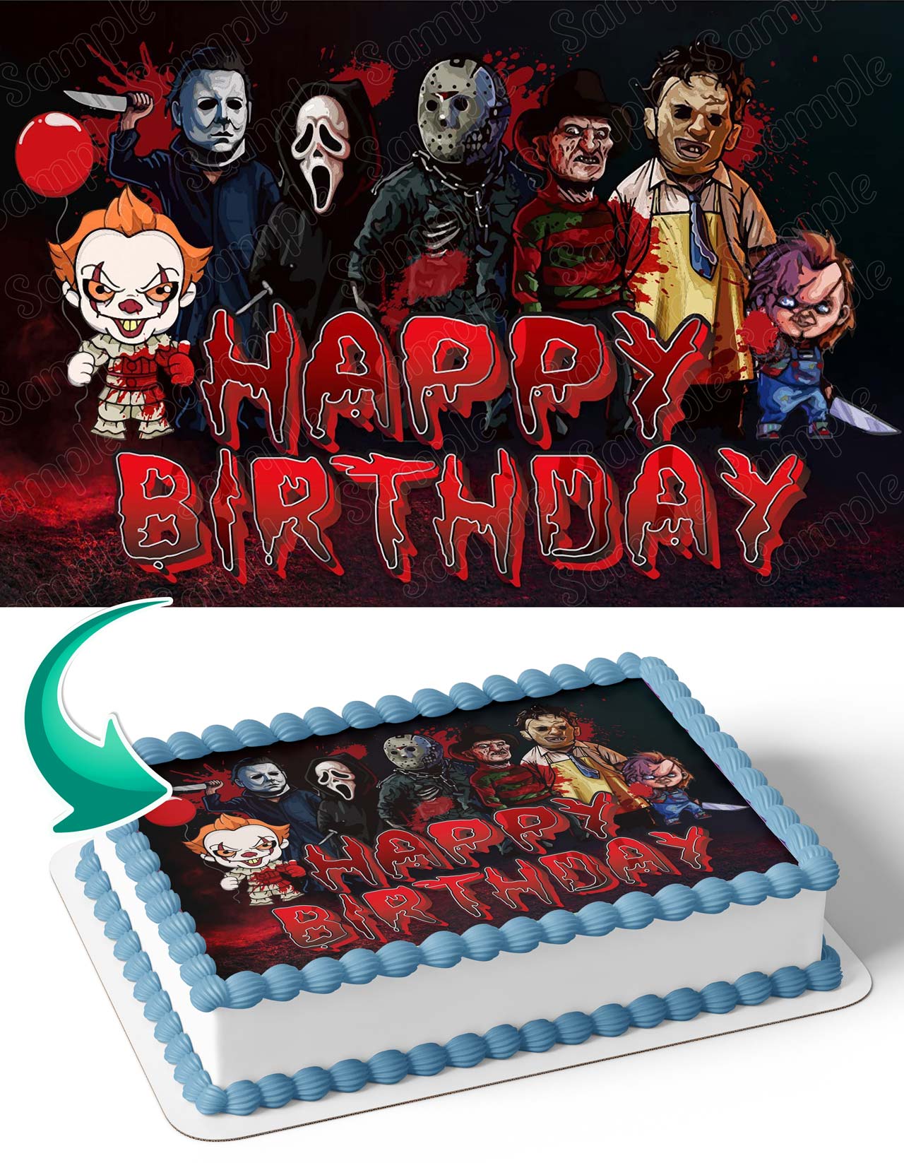 Freddy Michael Myers Jason Horror Night HN Edible Cake Topper