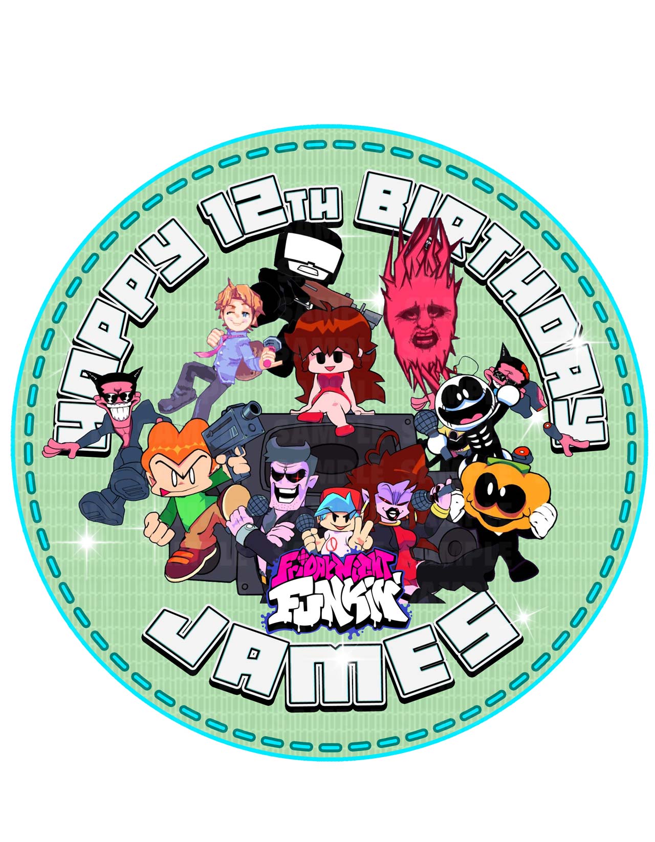 Friday Night Funkin Spookeez Round – Icing Sheet Birthday - Personalized Edible Cake Topper | Custom Icing Sheet | Birthday Cake Decoration