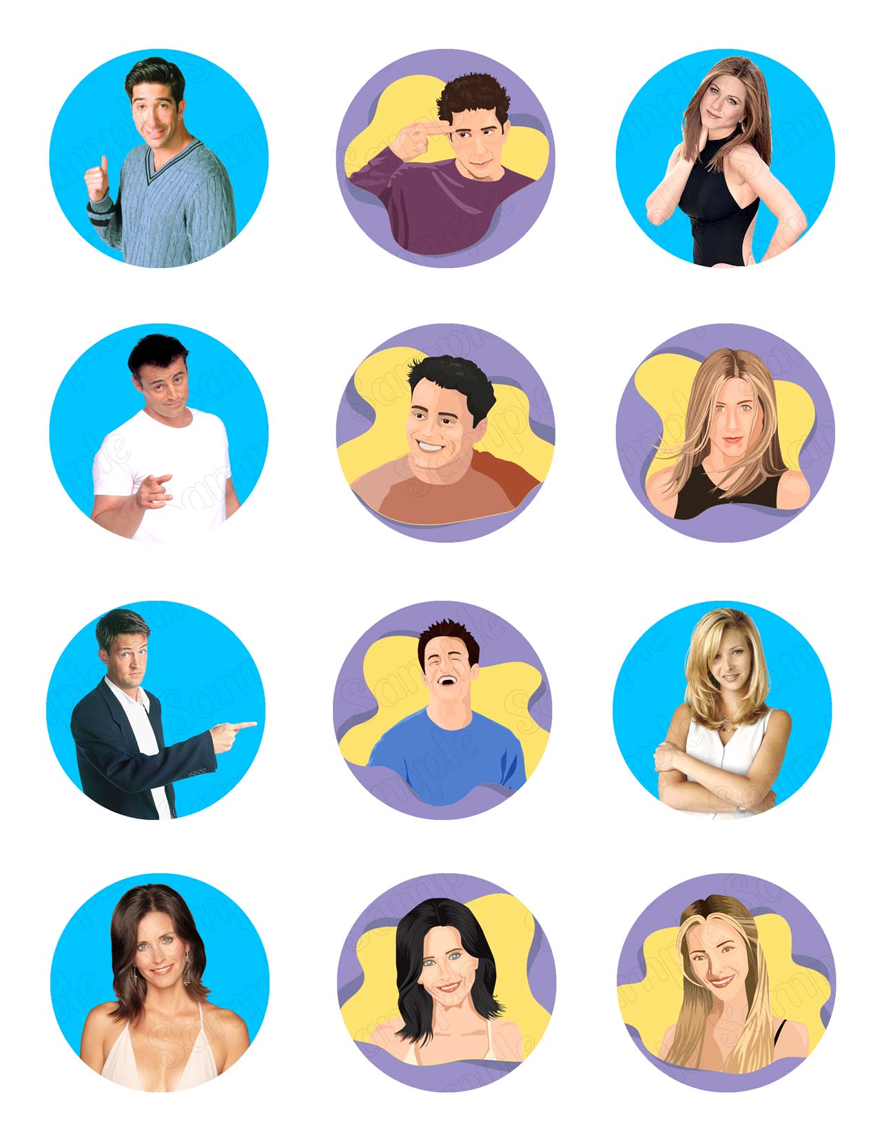 Friends Edible Cupcake Toppers – Round Icing Sheet Birthday Party - Edible Cake Topper | Icing Sheet | Birthday Cake Decoration