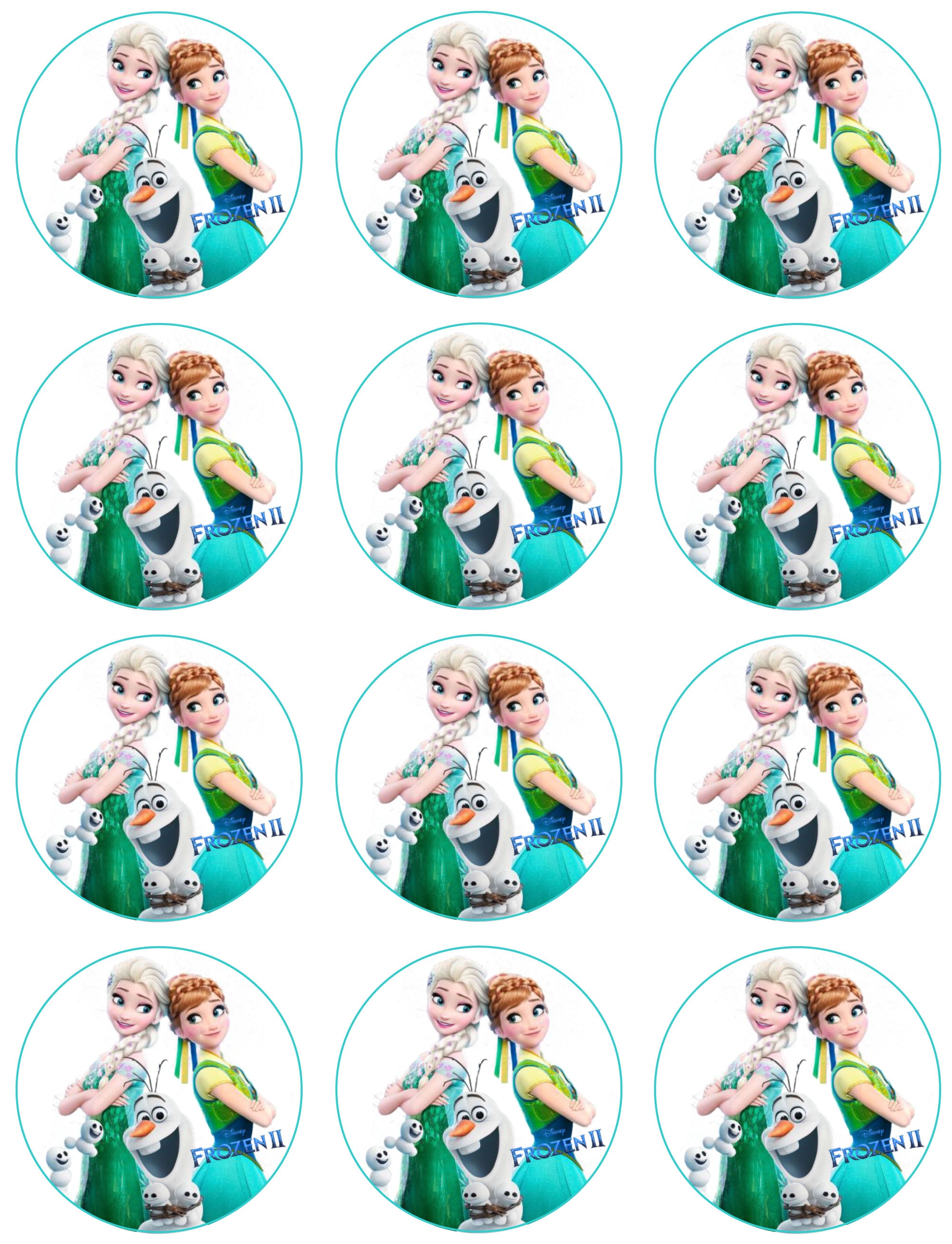 Frozen Princess Girls Edible Cupcake Toppers – Round Icing Sheet - Edible Cake Topper | Icing Sheet | Birthday Cake Decoration