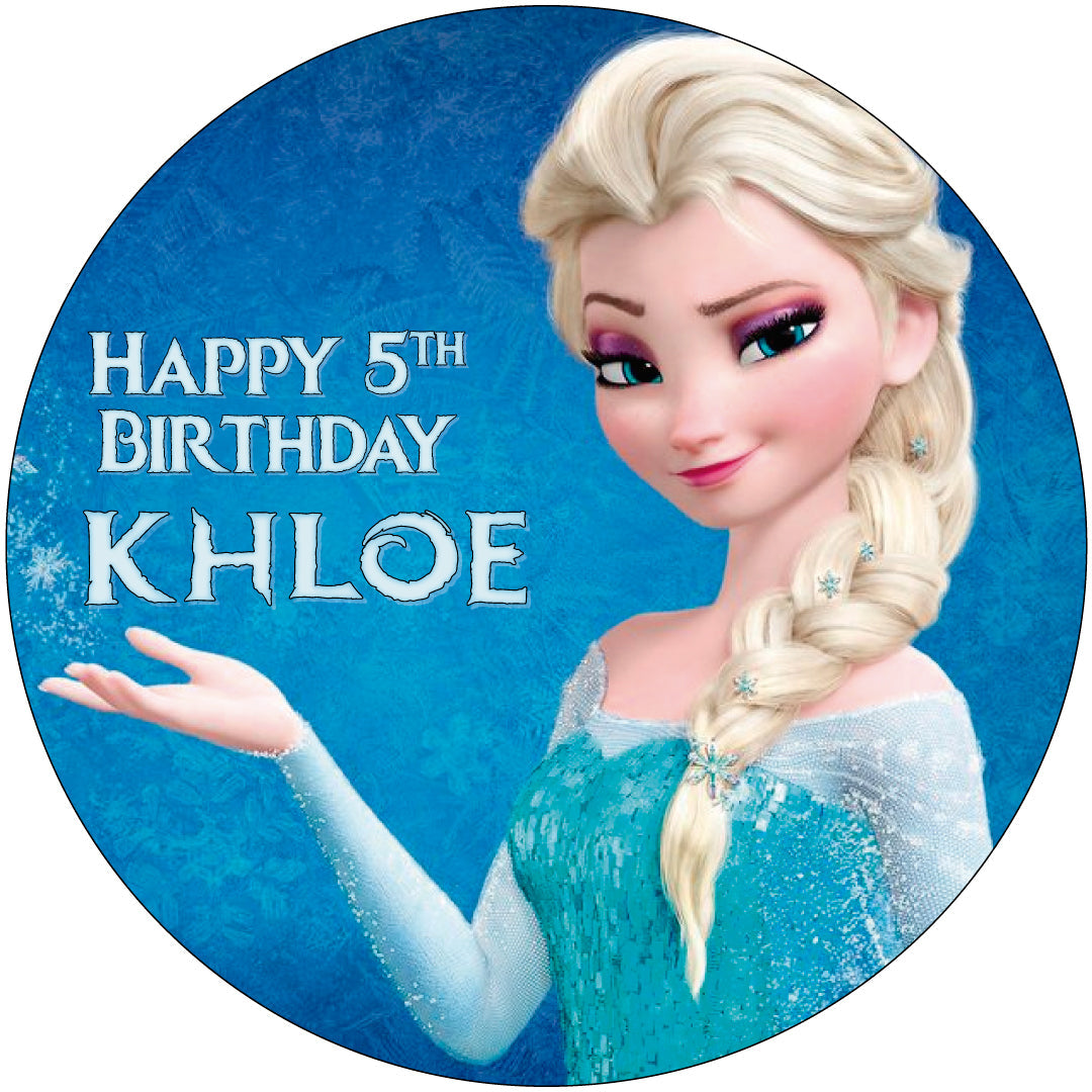 Princess Frozen Kids Girls FAD Round – Icing Sheet Birthday - Personalized Edible Cake Topper | Custom Icing Sheet | Birthday Cake Decoration