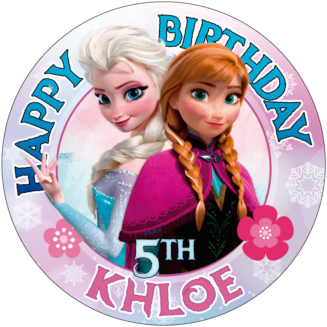 Princess Frozen Kids Girls FFD Round – Icing Sheet Birthday - Personalized Edible Cake Topper | Custom Icing Sheet | Birthday Cake Decoration