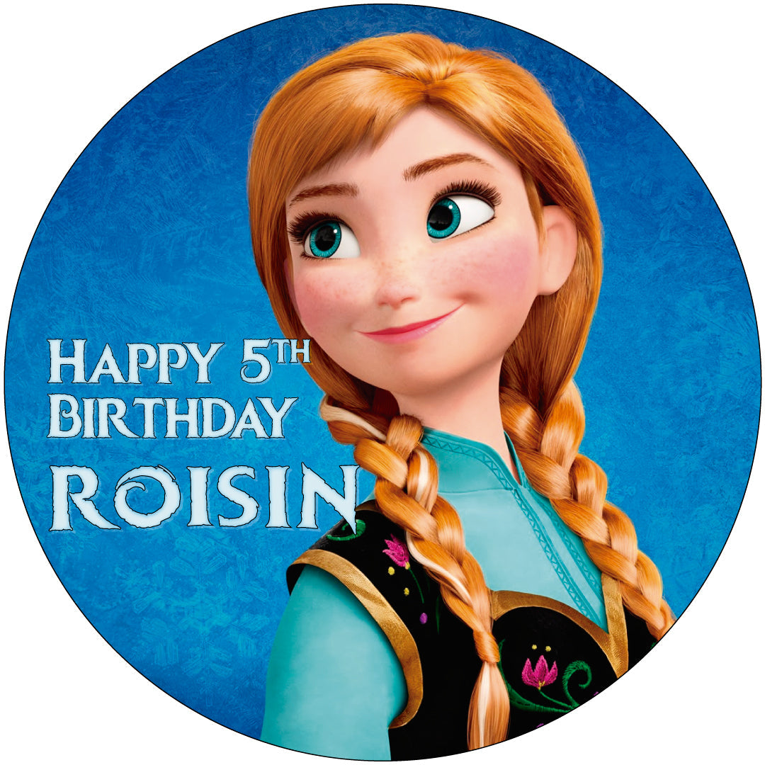 Princess Frozen Kids Girls FDM Round – Icing Sheet Birthday - Personalized Edible Cake Topper | Custom Icing Sheet | Birthday Cake Decoration