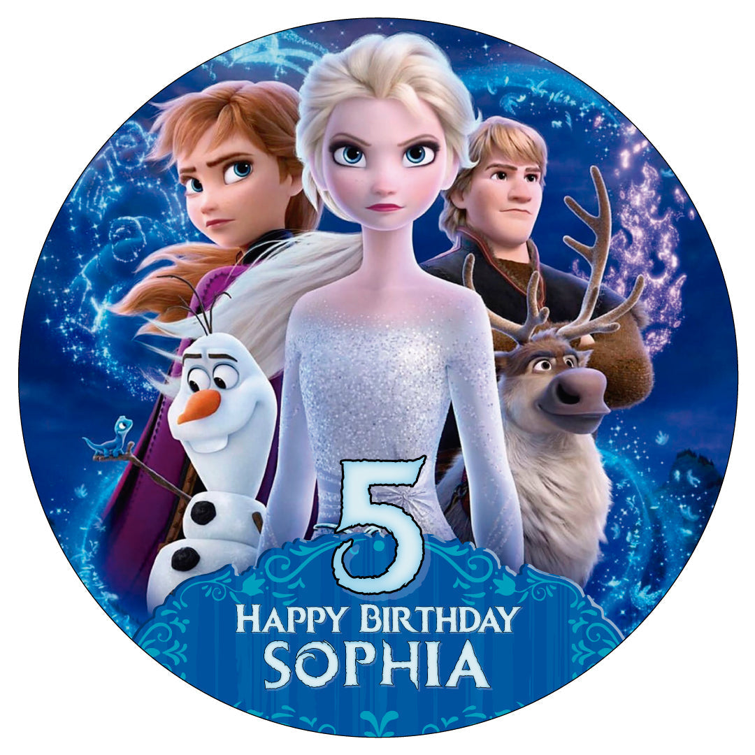 Princess Frozen Kids Girls Round – Icing Sheet Birthday - Personalized Edible Cake Topper | Custom Icing Sheet | Birthday Cake Decoration