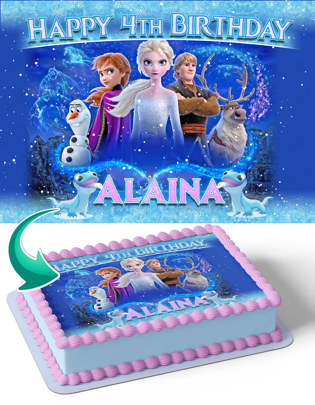 Frozen II Olaf Elsa Ana Edible Cake Topper