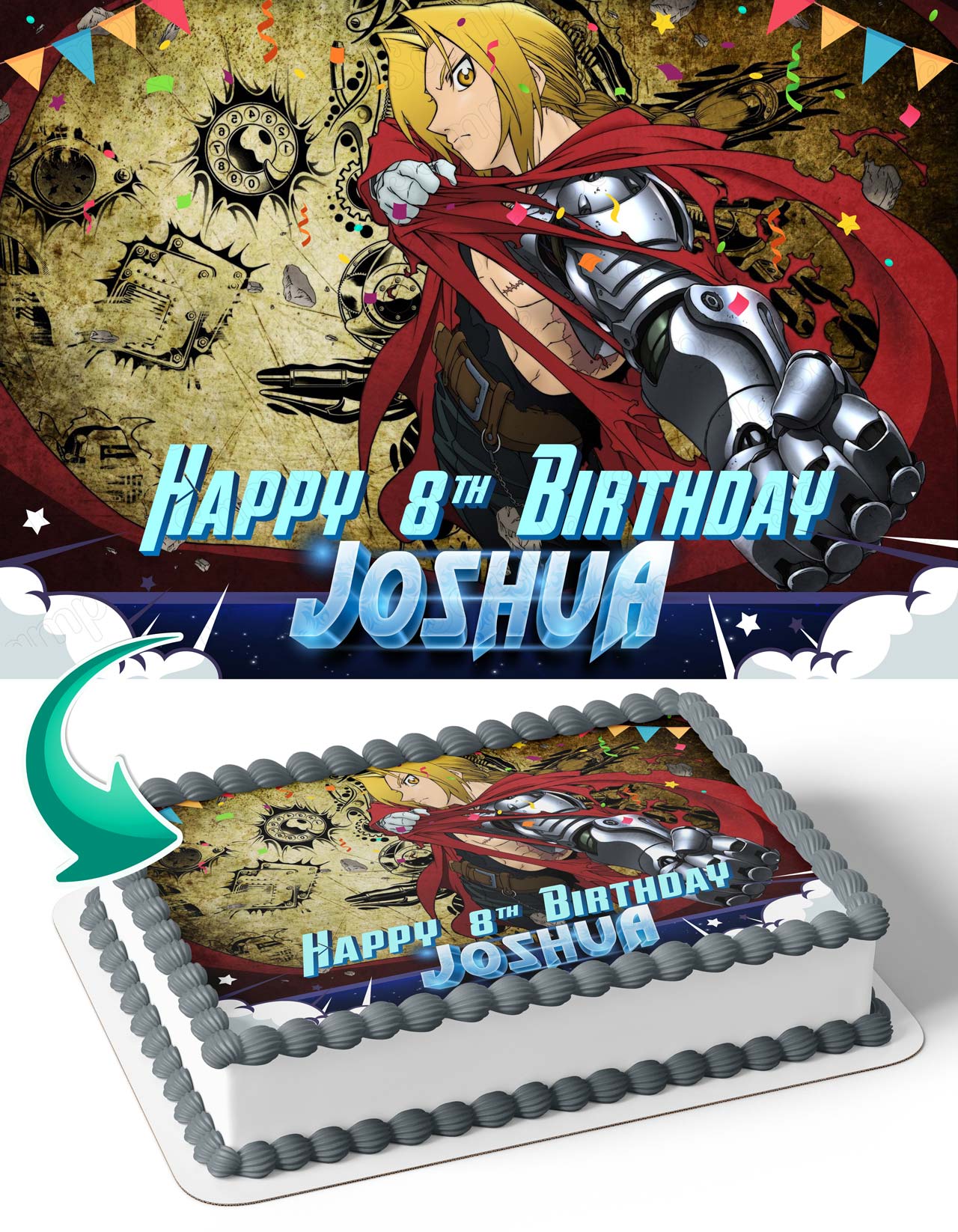 Fullmetal Alchemist Brotherhood Edible Cake Topper