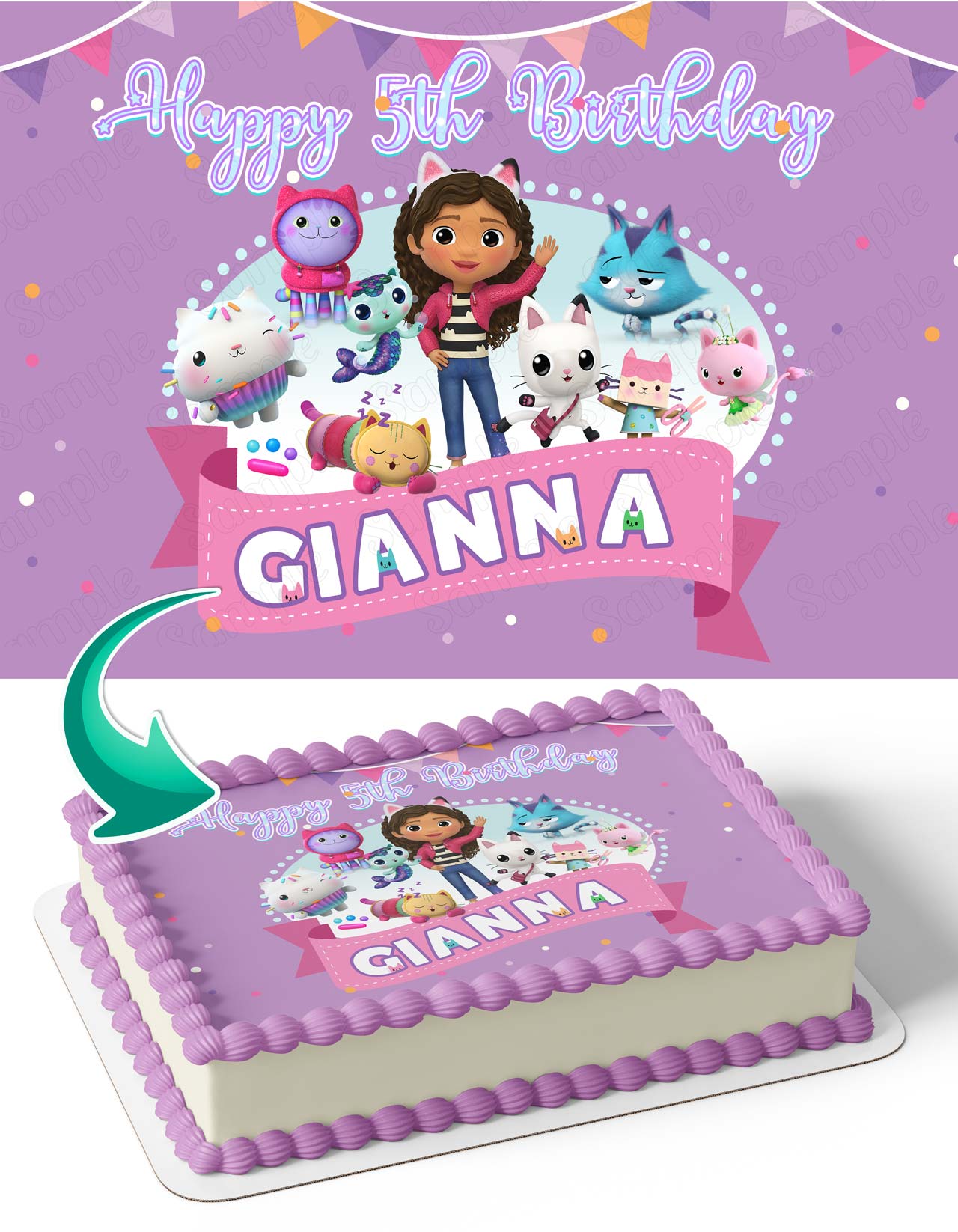 Gabby DollHouse Cute Girls Edible Cake Topper