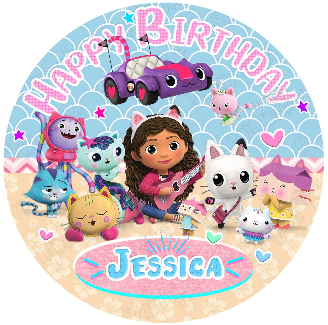 Gabbys Doll Kids Girls House Fun Round – Icing Sheet Birthday - Personalized Edible Cake Topper | Custom Icing Sheet | Birthday Cake Decoration