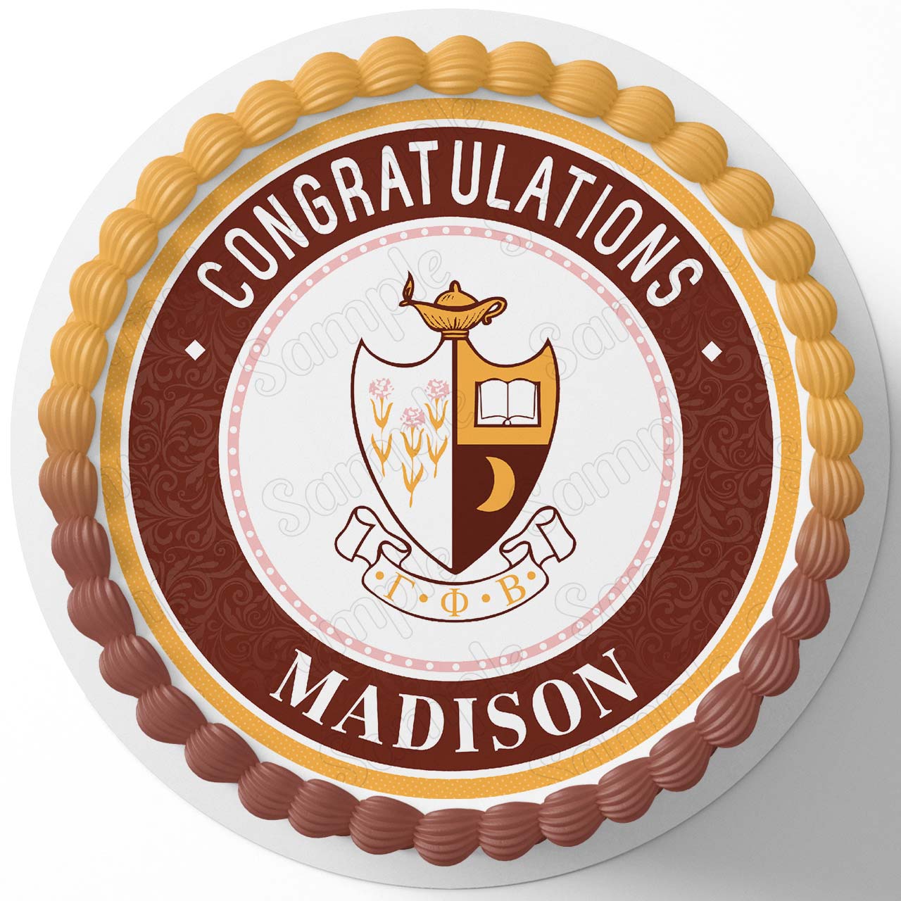 Gamma Phi Beta Round – Icing Sheet Birthday - Personalized Edible Cake Topper | Custom Icing Sheet | Birthday Cake Decoration | Photo Cake Image