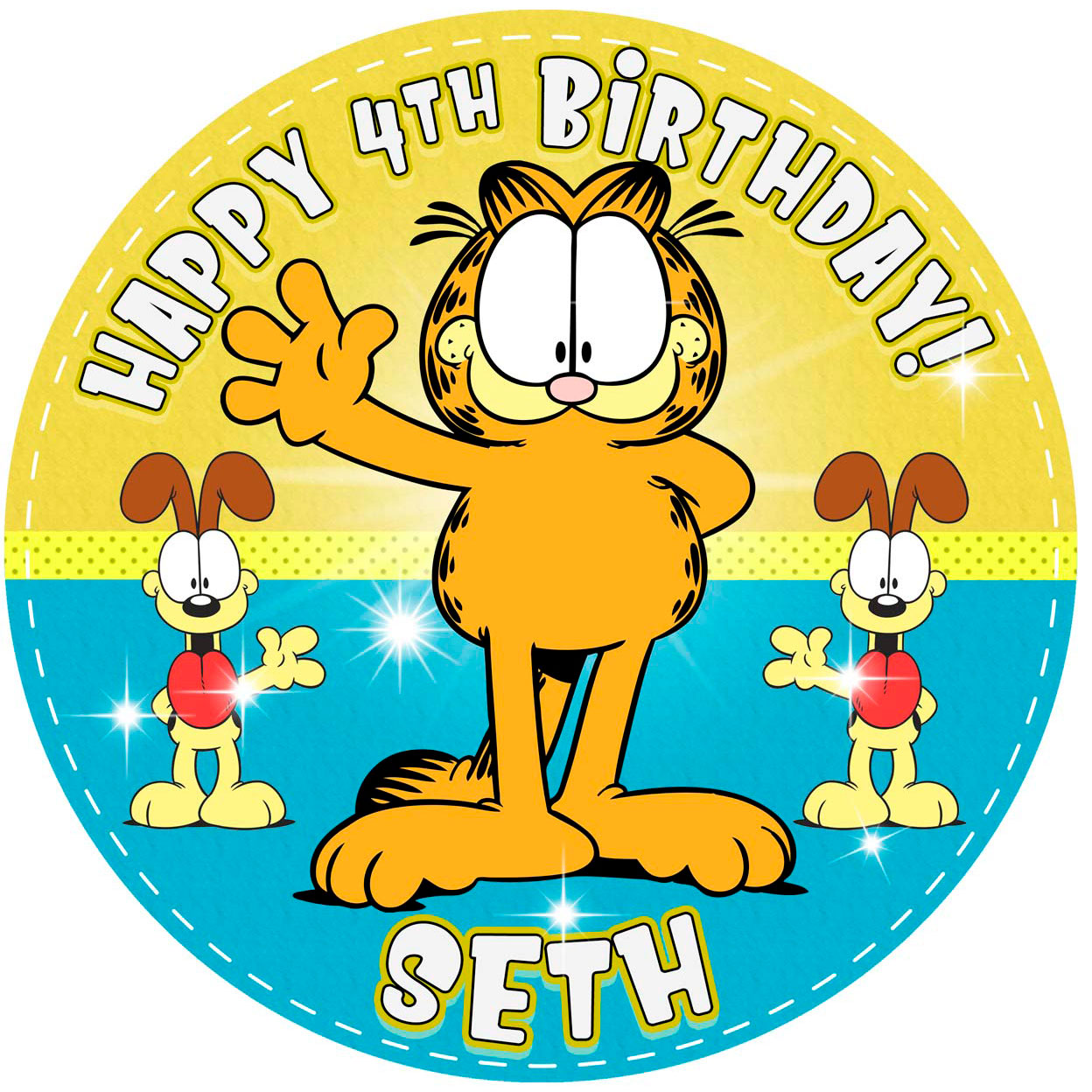 Garfield Round – Icing Sheet Birthday - Personalized Edible Cake Topper | Custom Icing Sheet | Birthday Cake Decoration | Photo Cake Image