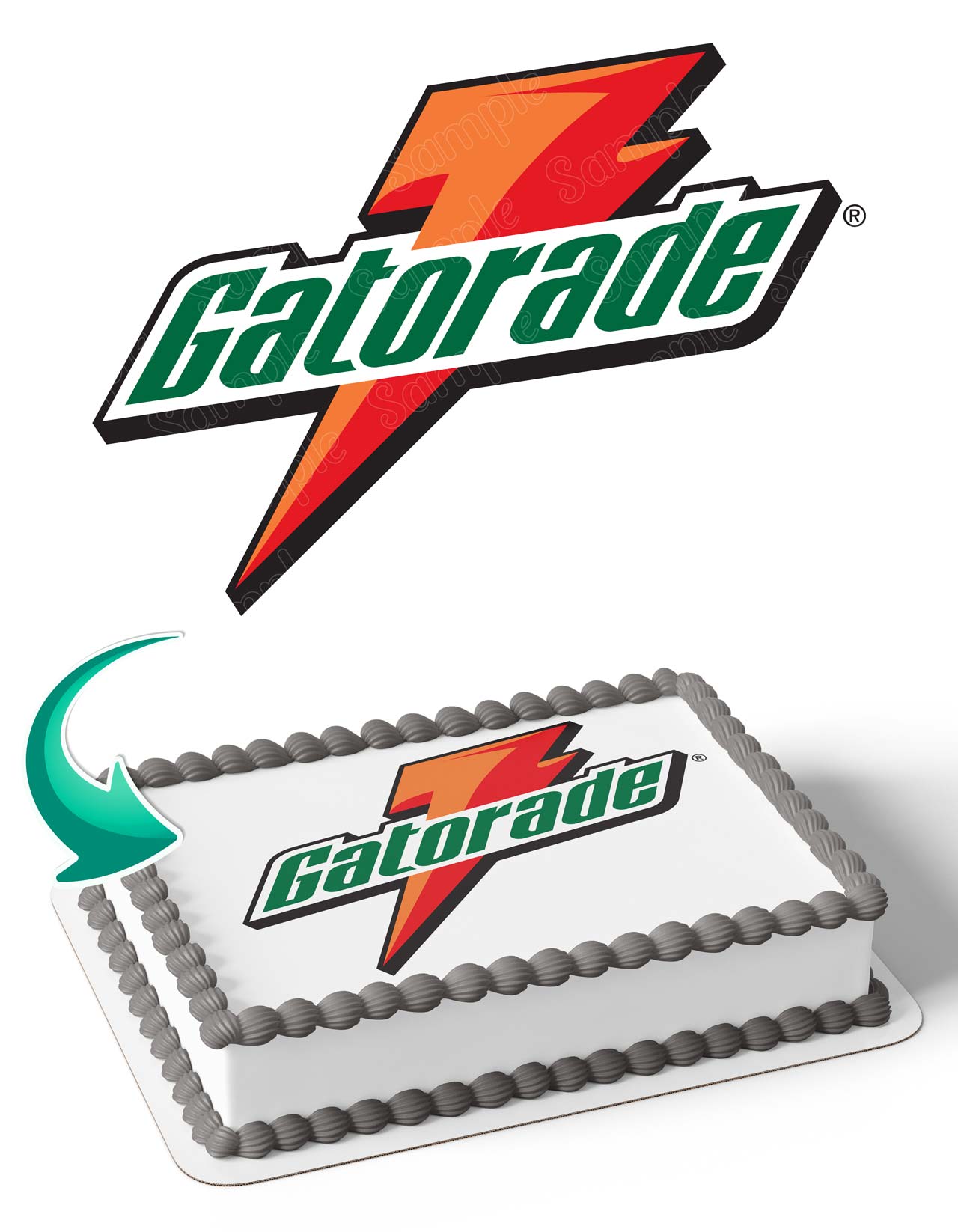 Gatorade Power Drink Logo Cake Wrap Edible Cake Topper