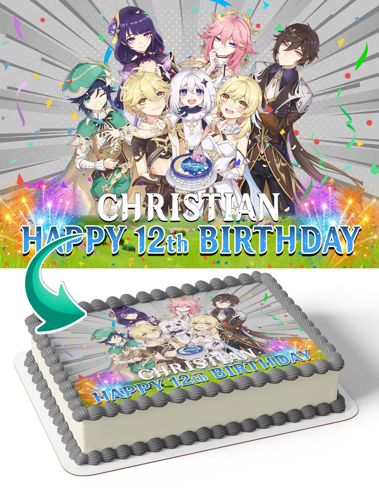 Genshin Impact GF Edible Cake Topper