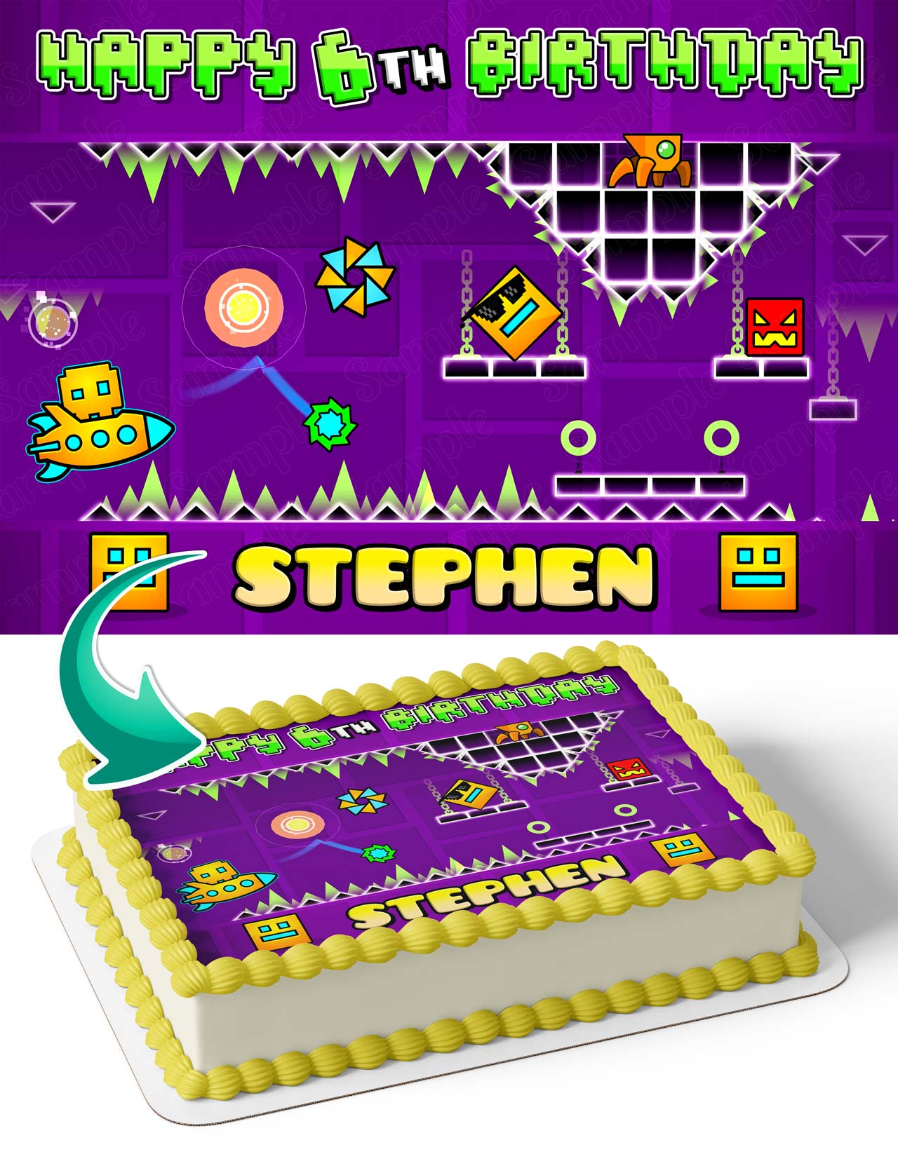 Geometry Dash Gamers Edible Cake Topper