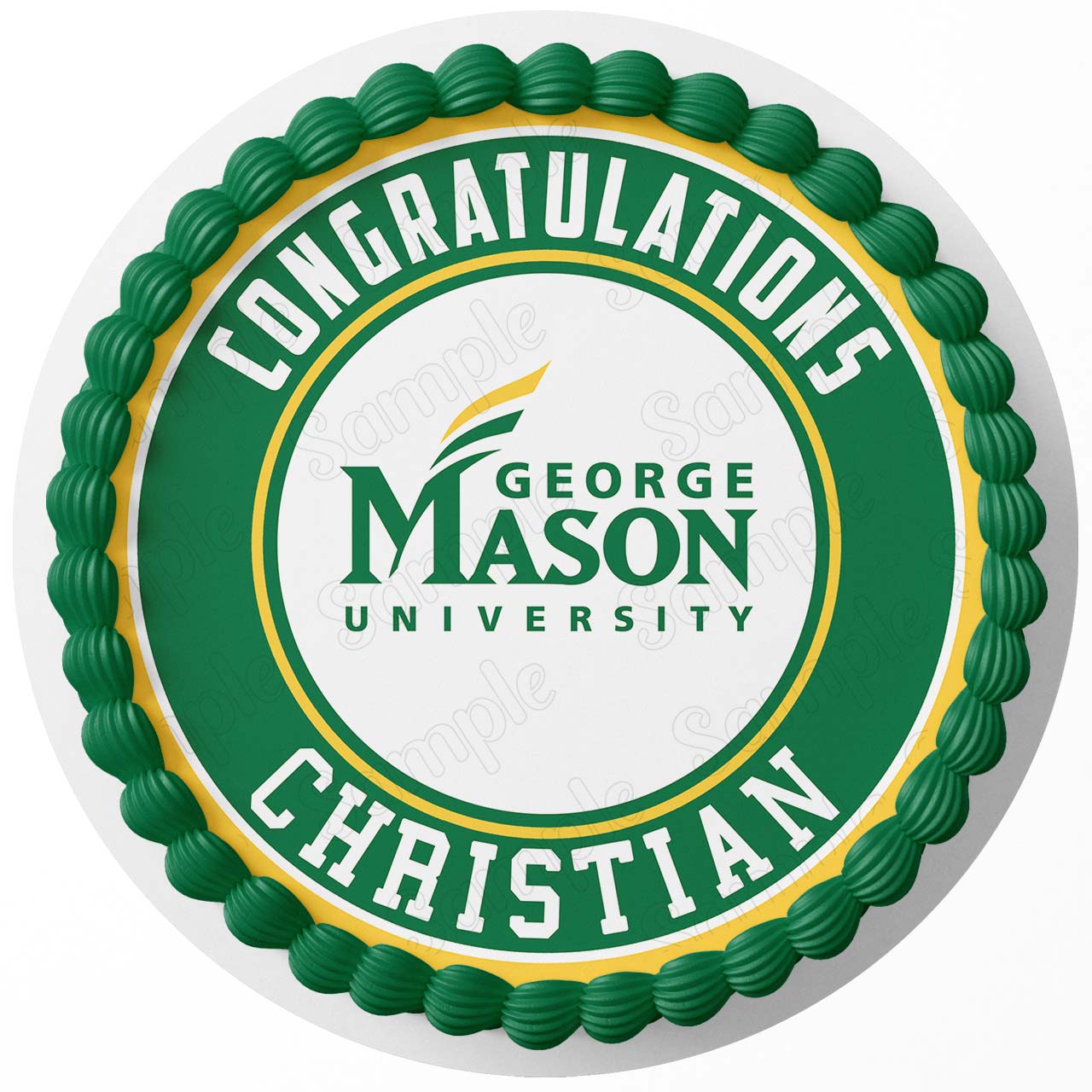 George Mason University Round – Icing Sheet Birthday - Personalized Edible Cake Topper | Custom Icing Sheet | Birthday Cake Decoration
