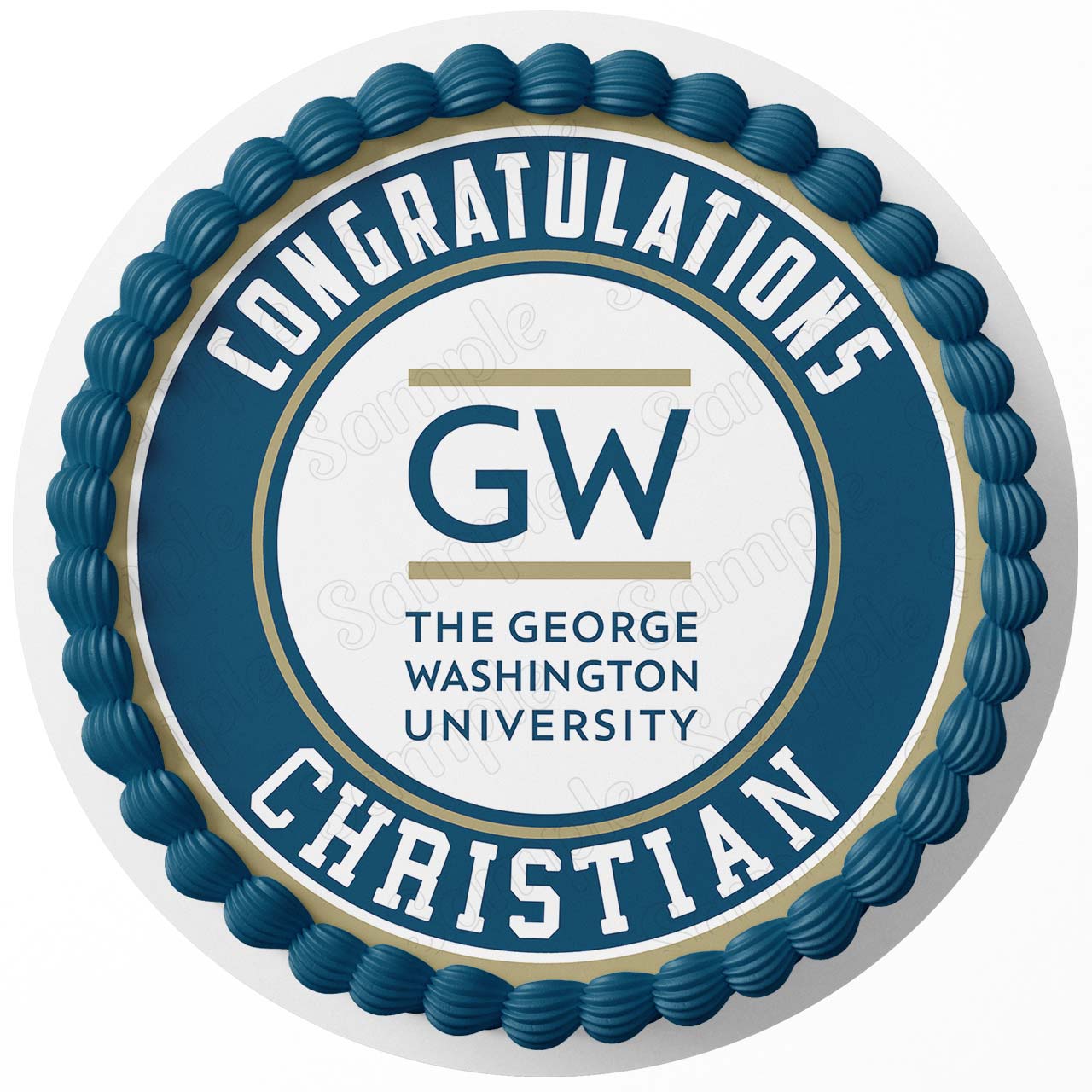 George Washington University Round – Icing Sheet Birthday - Personalized Edible Cake Topper | Custom Icing Sheet | Birthday Cake Decoration