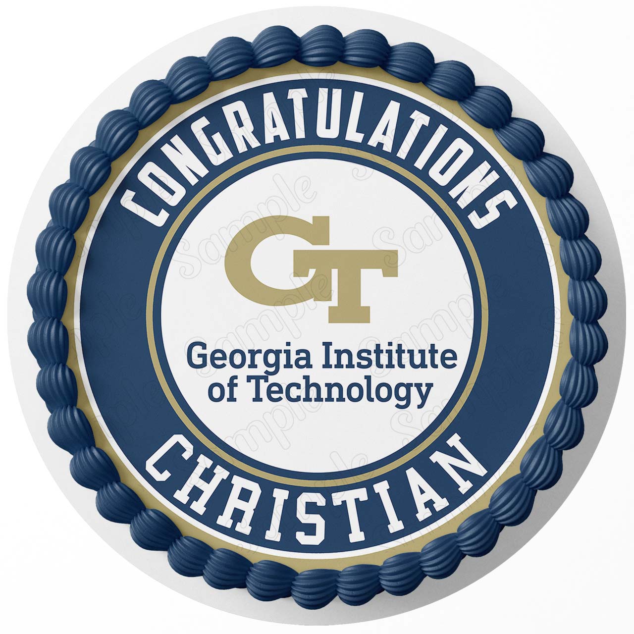 Georgia Institute of Technology Georgia Tech Round – Icing Sheet - Personalized Edible Cake Topper | Custom Icing Sheet | Birthday Cake Decoration